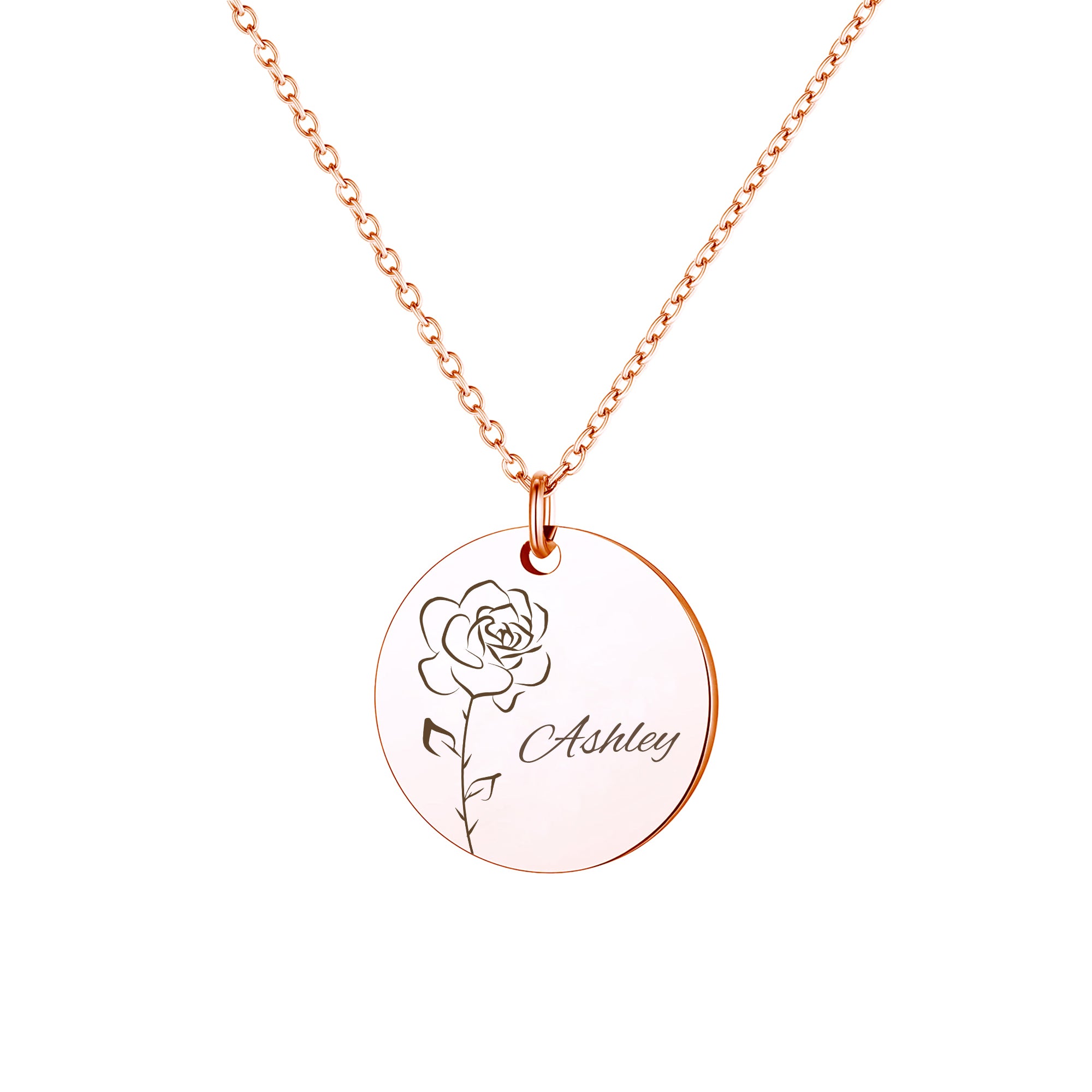 Birth Flower and Name Necklace