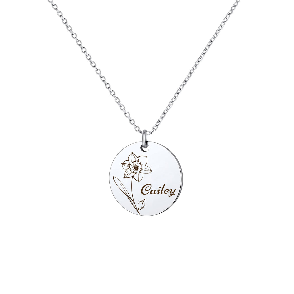 Custom Birth Flower Charm Necklace