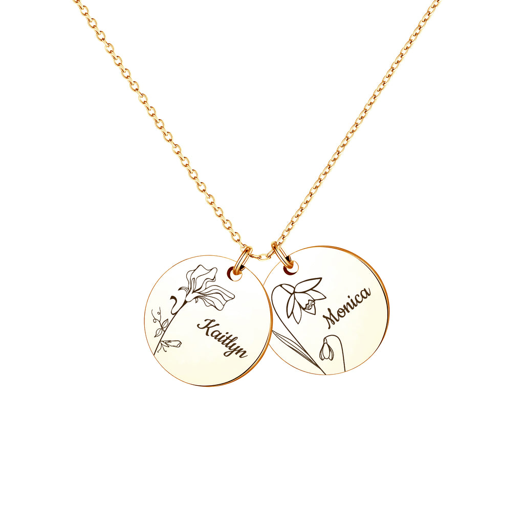 Custom Birth Flower Charm Necklace