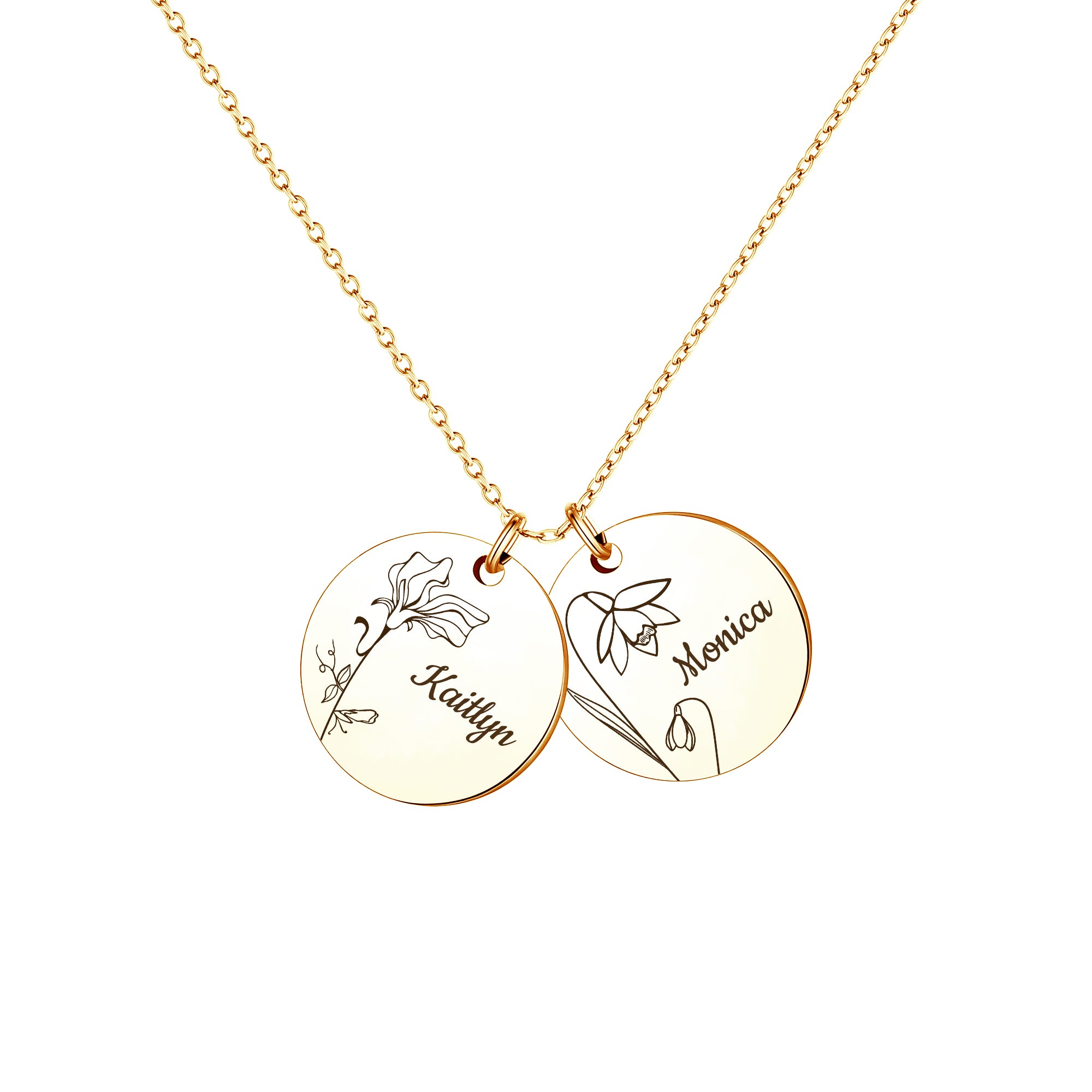 Custom Birth Flower Charm Necklace