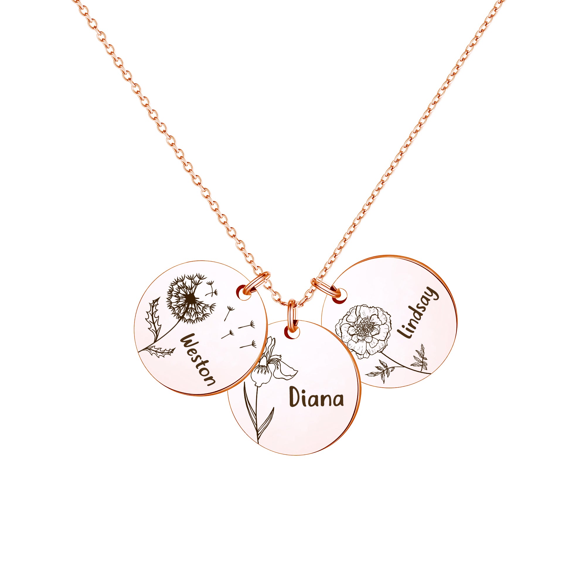 Custom Birth Flower Charm Necklace