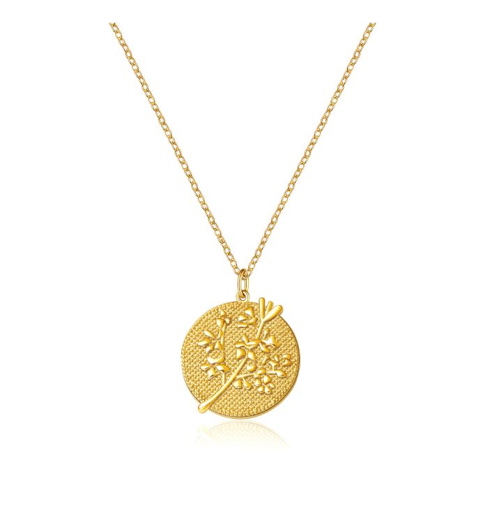Embossed 3D Birth Flower Necklace