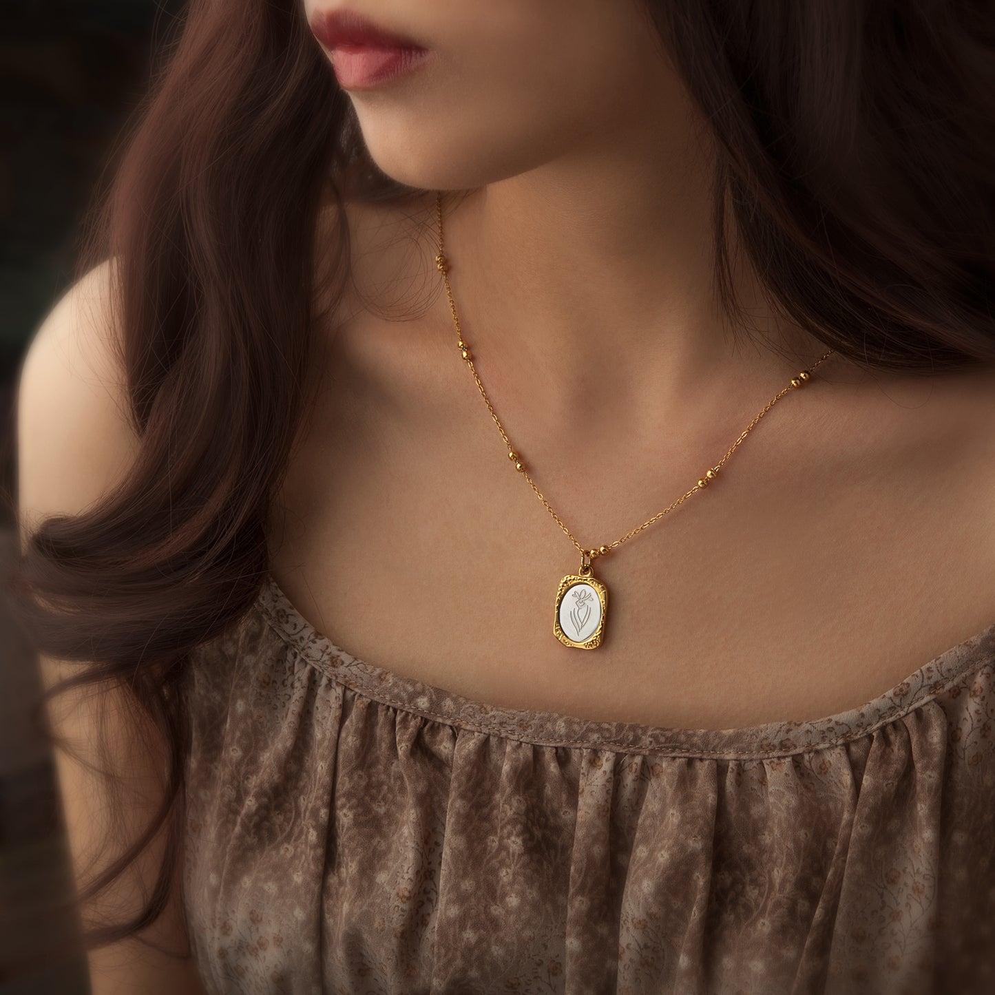 18K Gold Plated Birth Flower Necklace