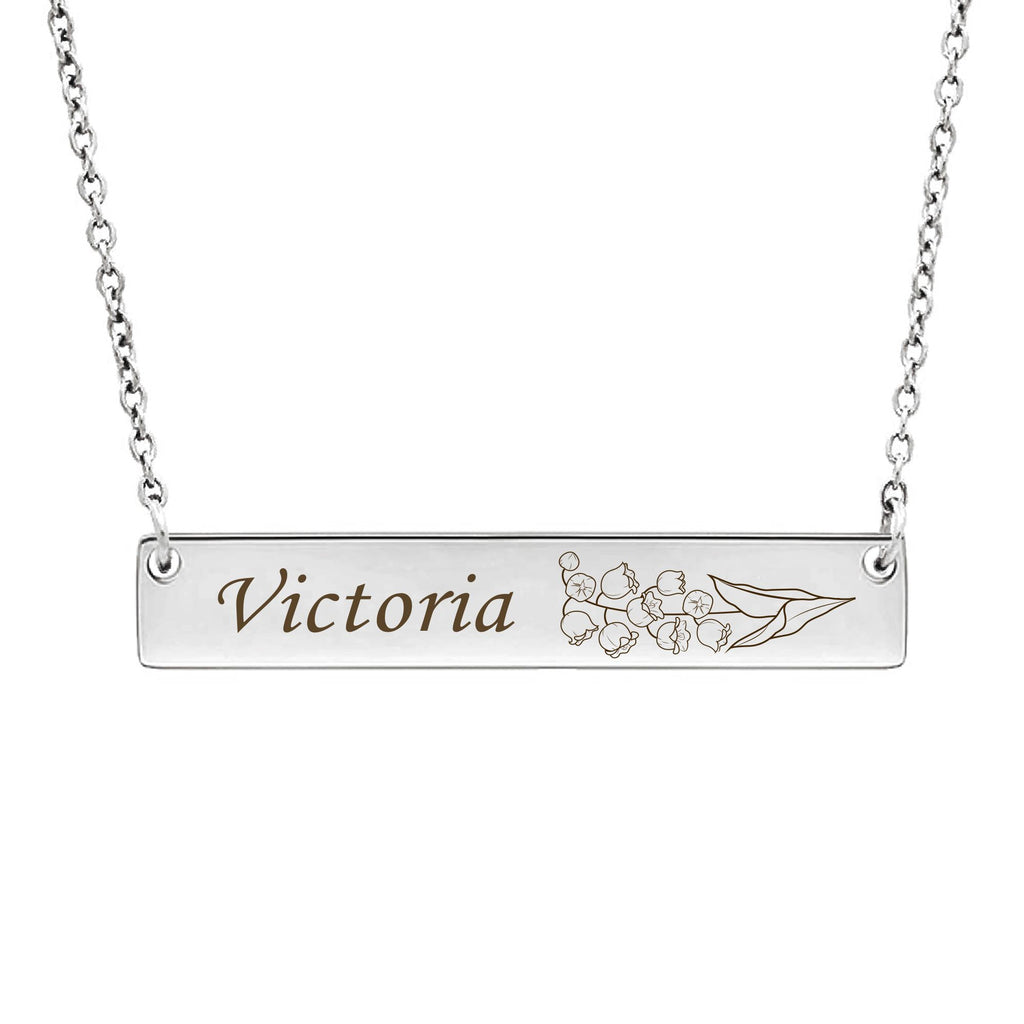 Custom Birth Flower Bar Necklace