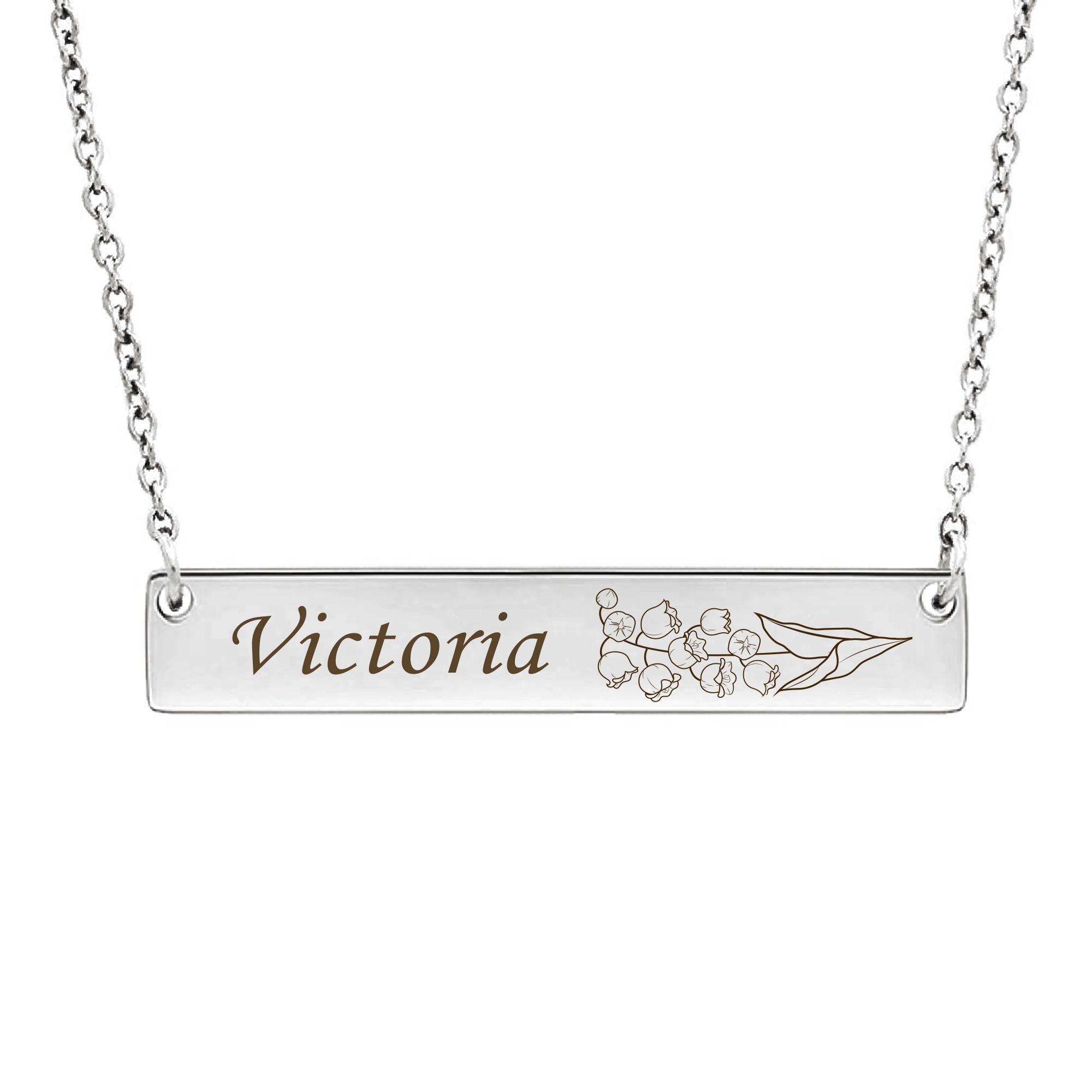 Custom Birth Flower Bar Necklace