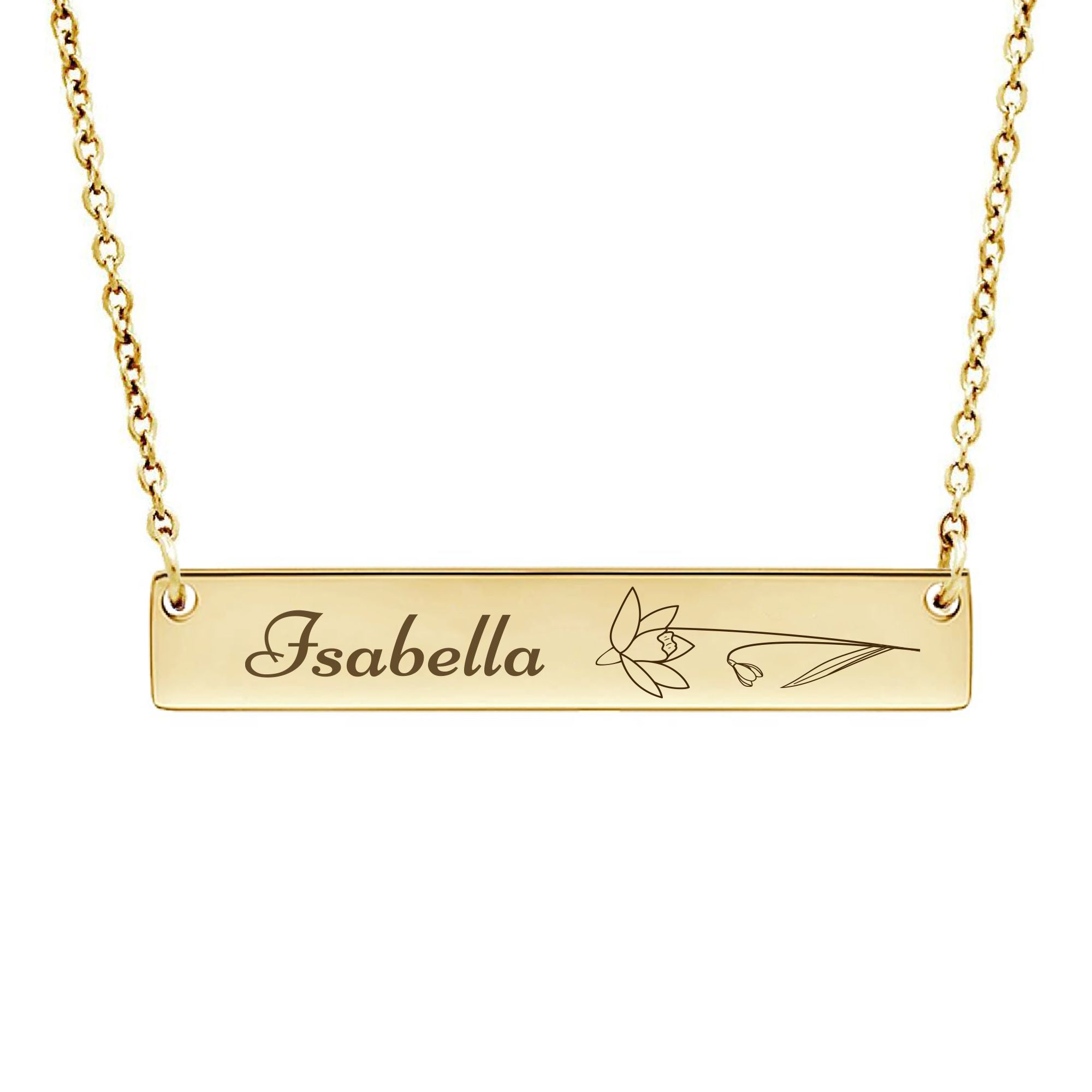 Custom Birth Flower Bar Necklace