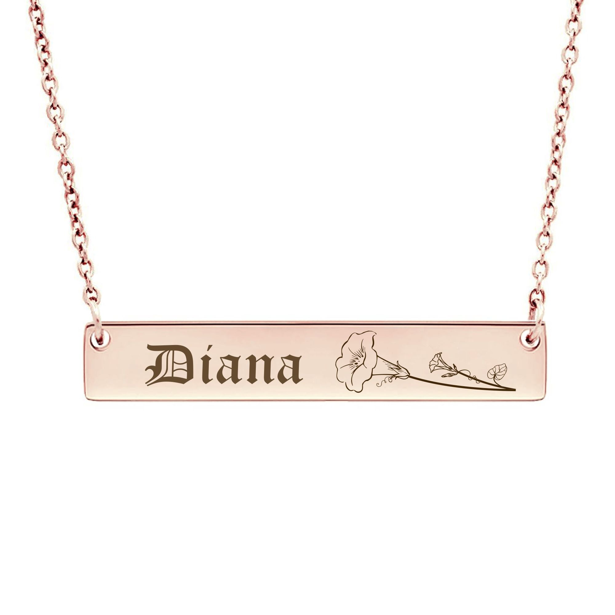 Custom Birth Flower Bar Necklace