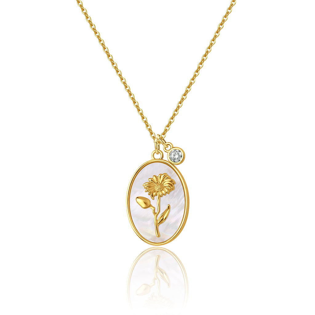 Mother of Pearl Birth Flower Necklace