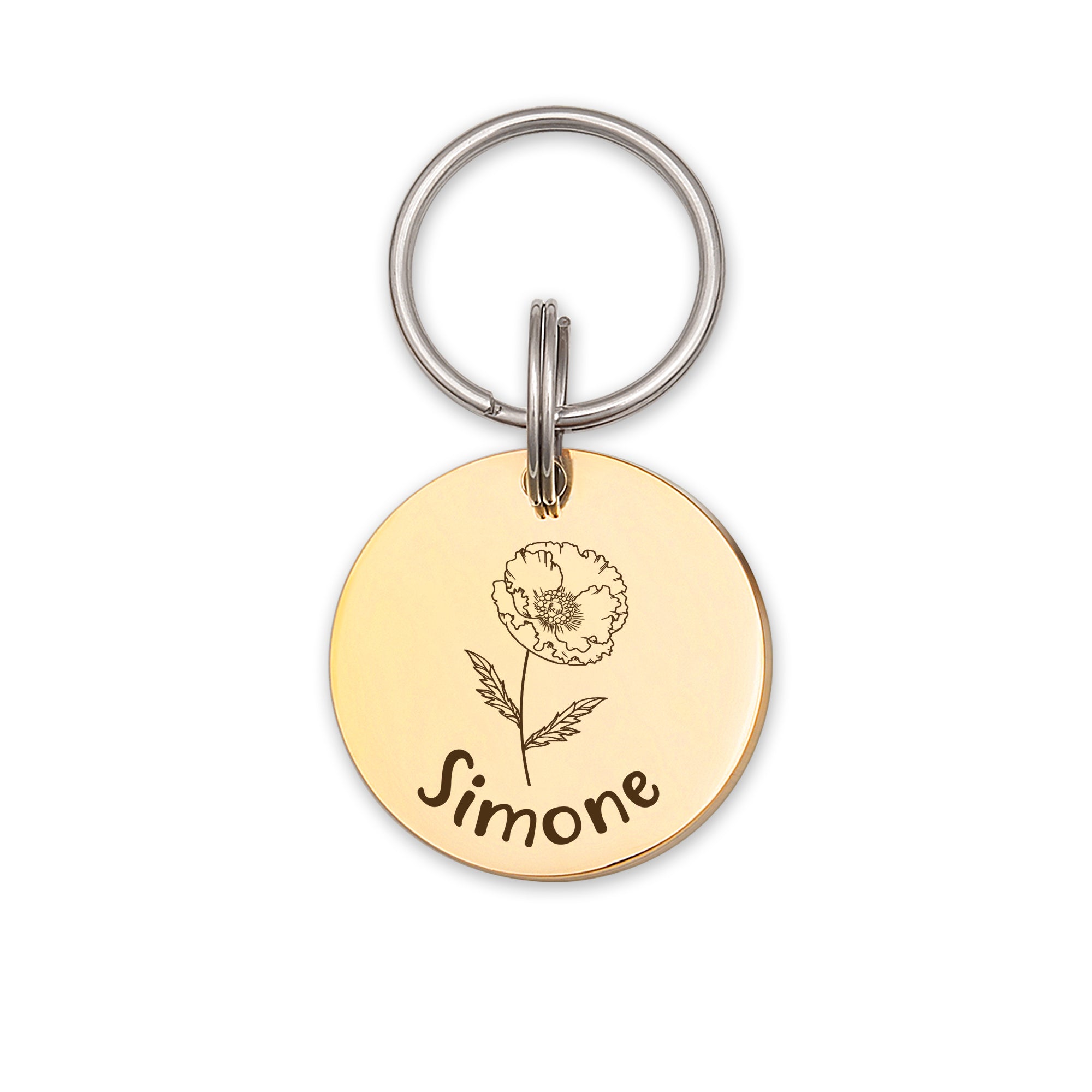 Round Birth Flower ID Tag for Cats and Dogs
