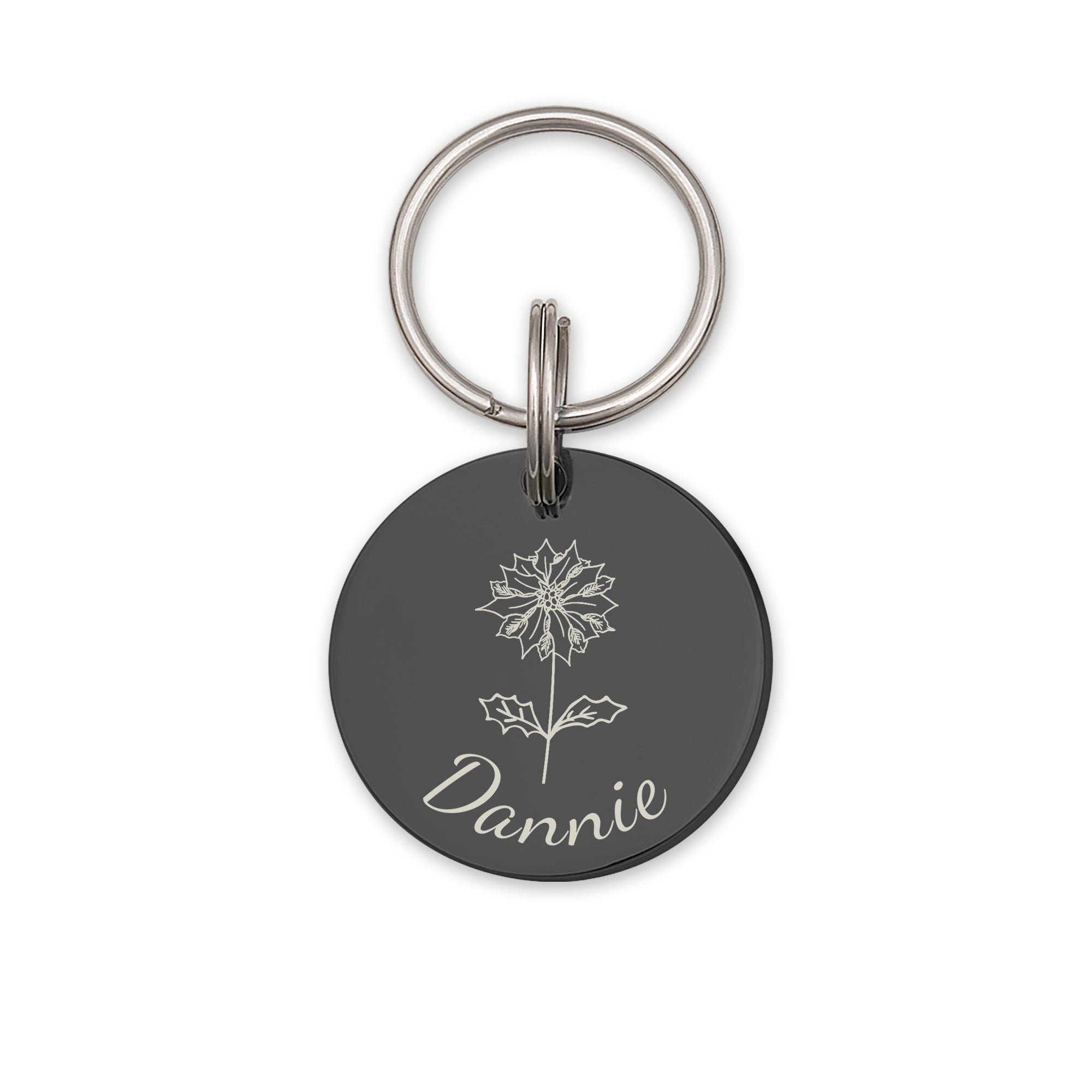 Round Birth Flower ID Tag for Cats and Dogs