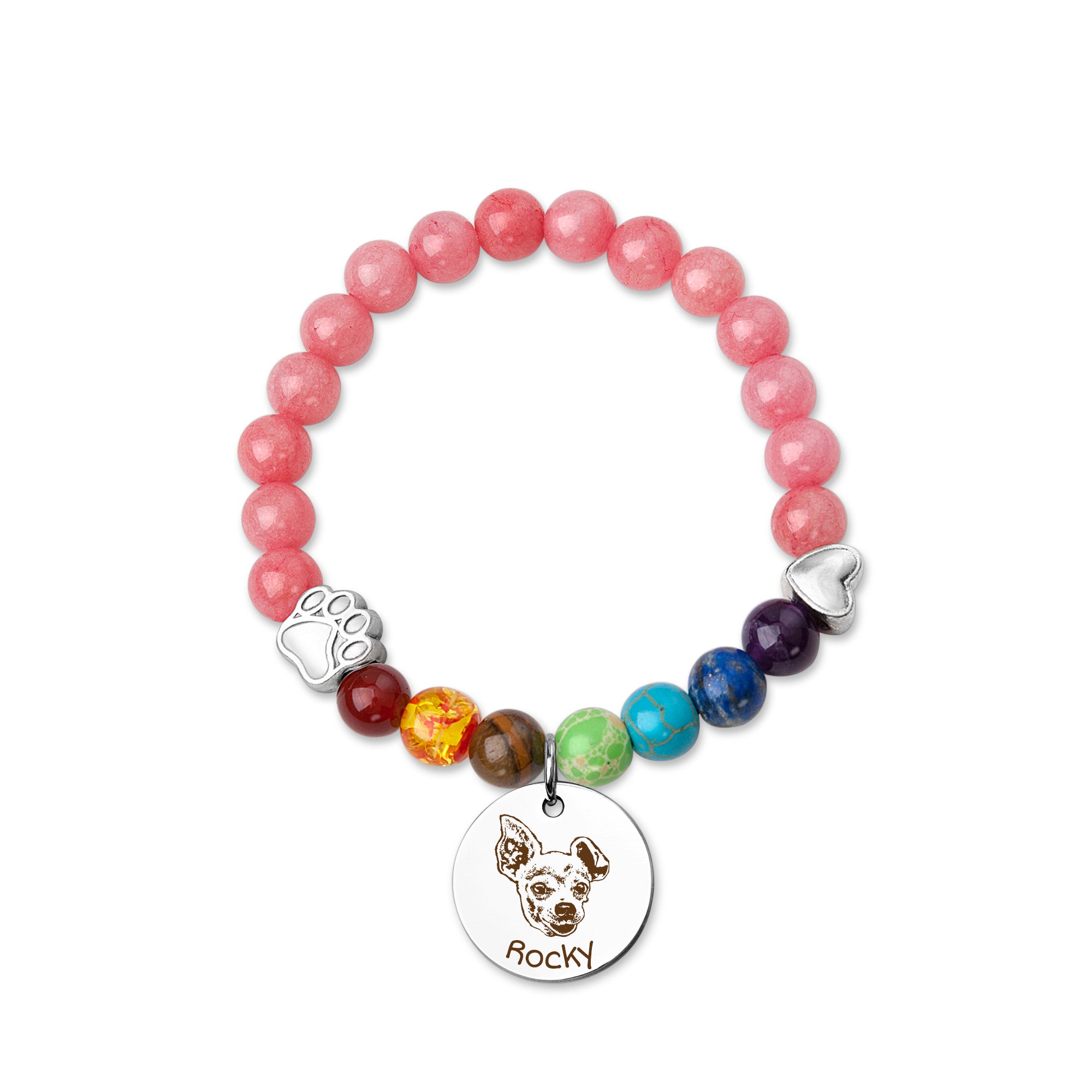 Personalized Pet Picture Charm Rainbow Bridge Pet Memorial Bracelet