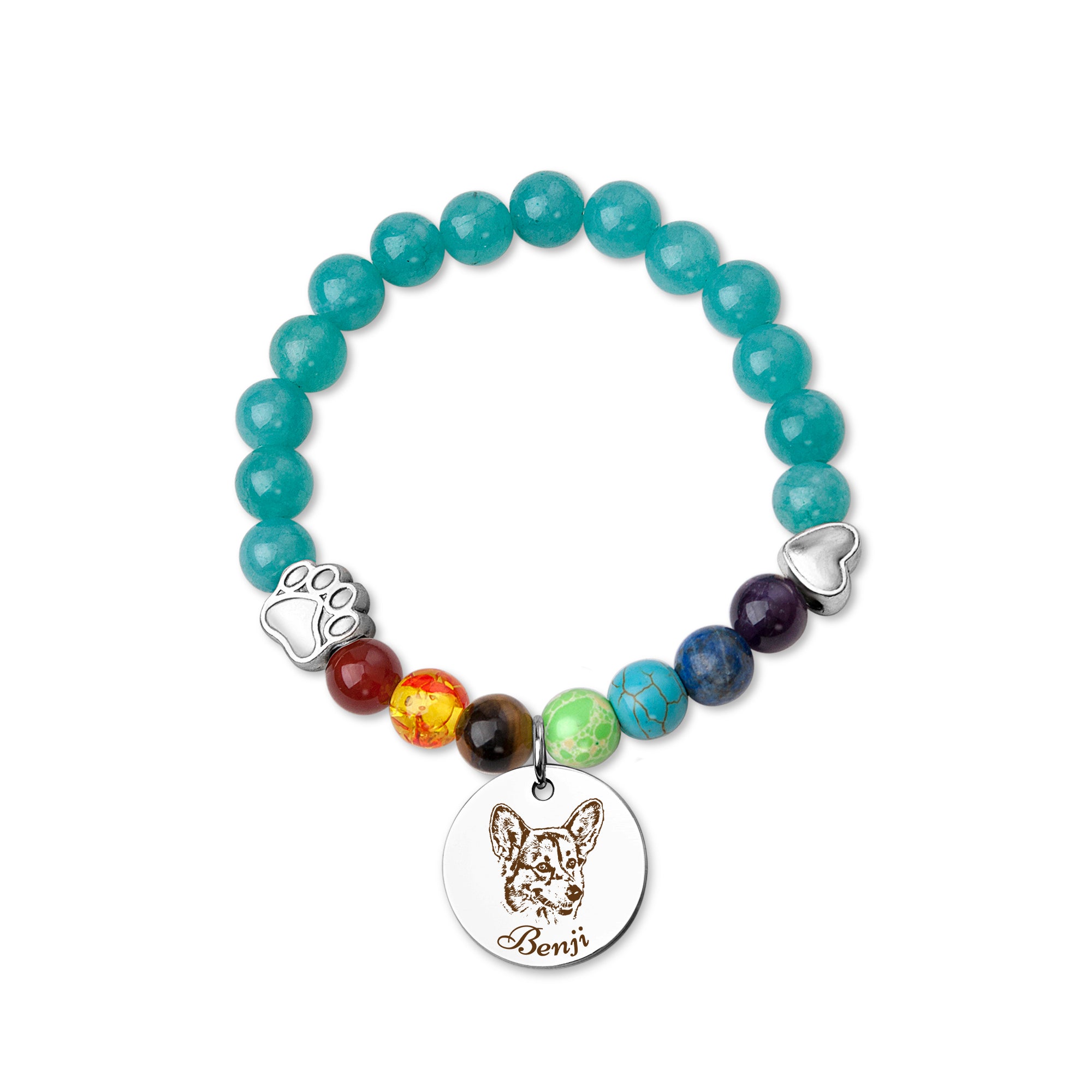 Personalized Pet Picture Charm Rainbow Bridge Pet Memorial Bracelet