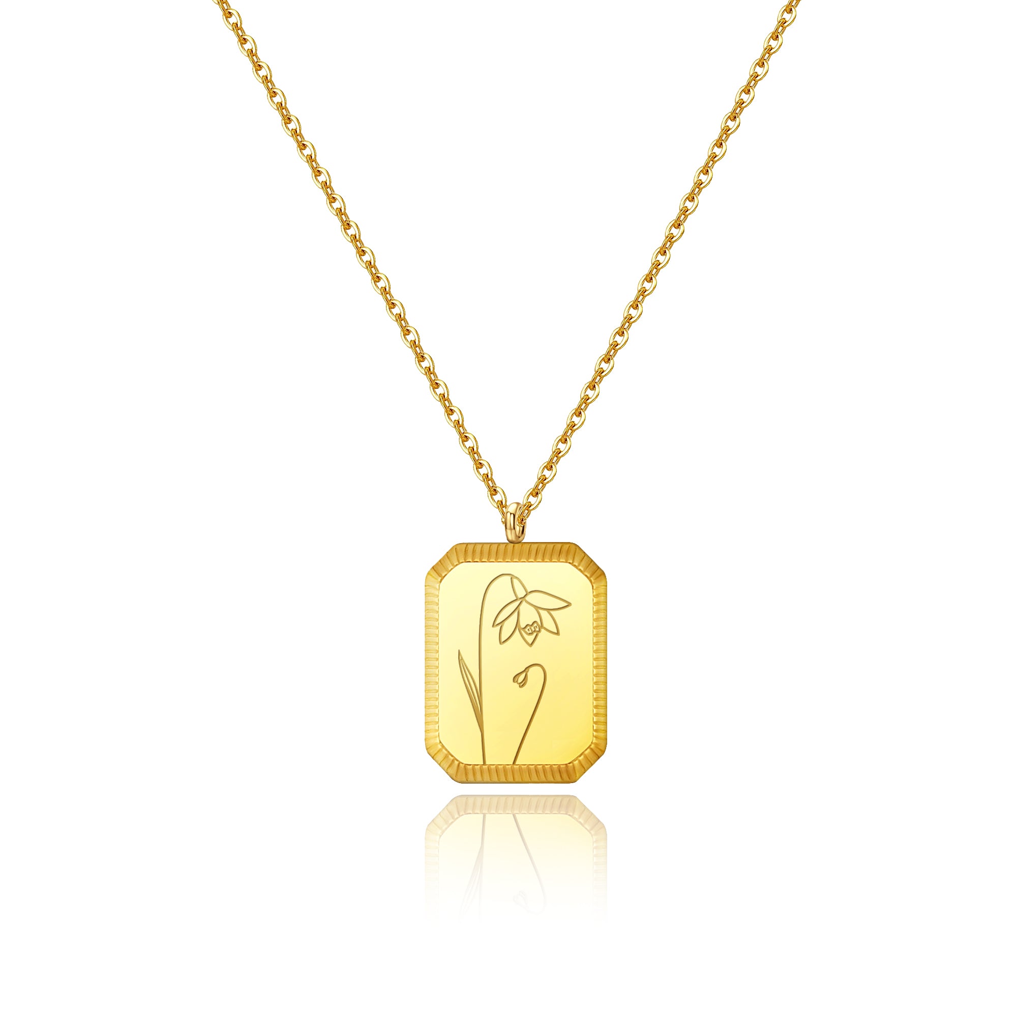 18K Gold Plated Birth Month Flower Necklace