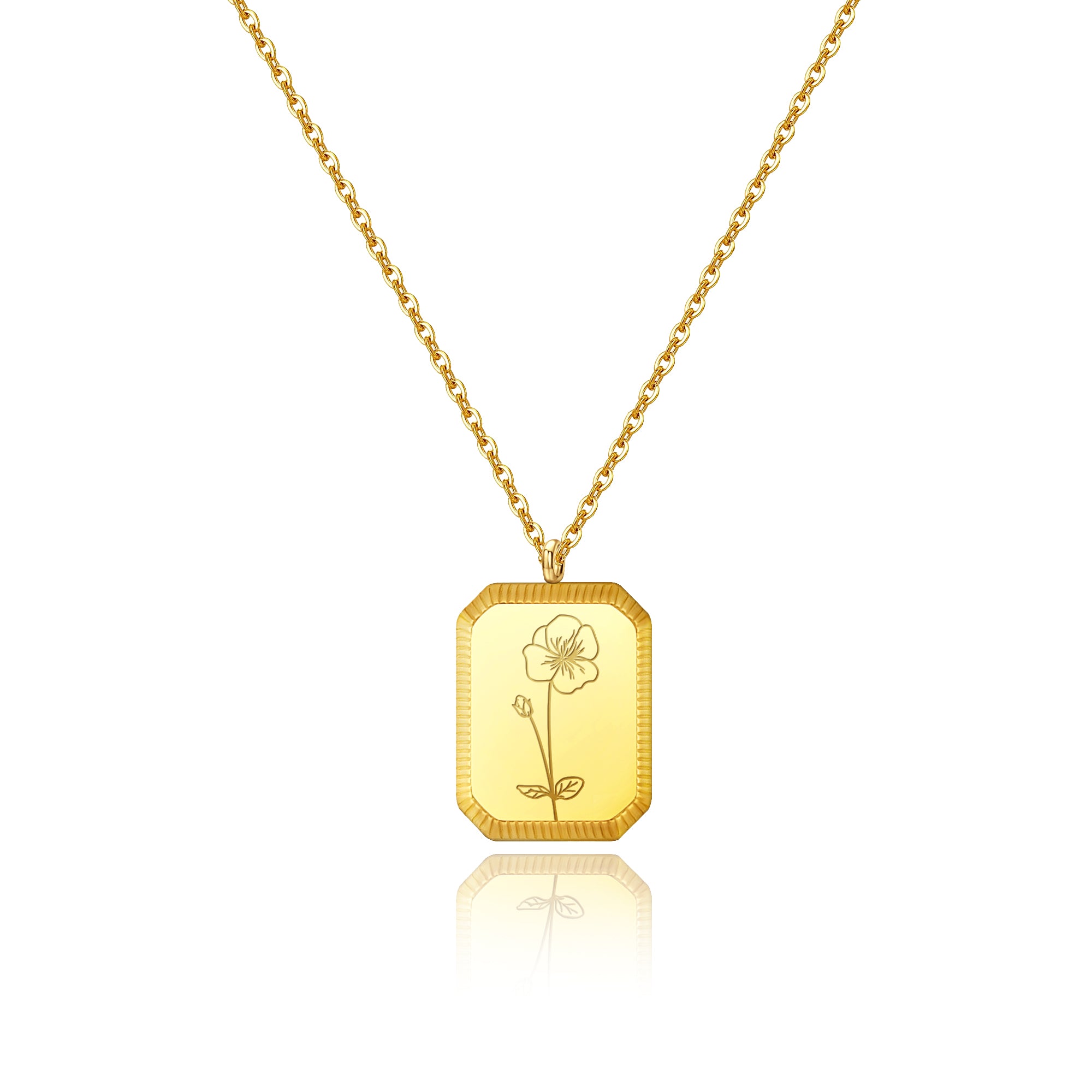 18K Gold Plated Birth Month Flower Necklace