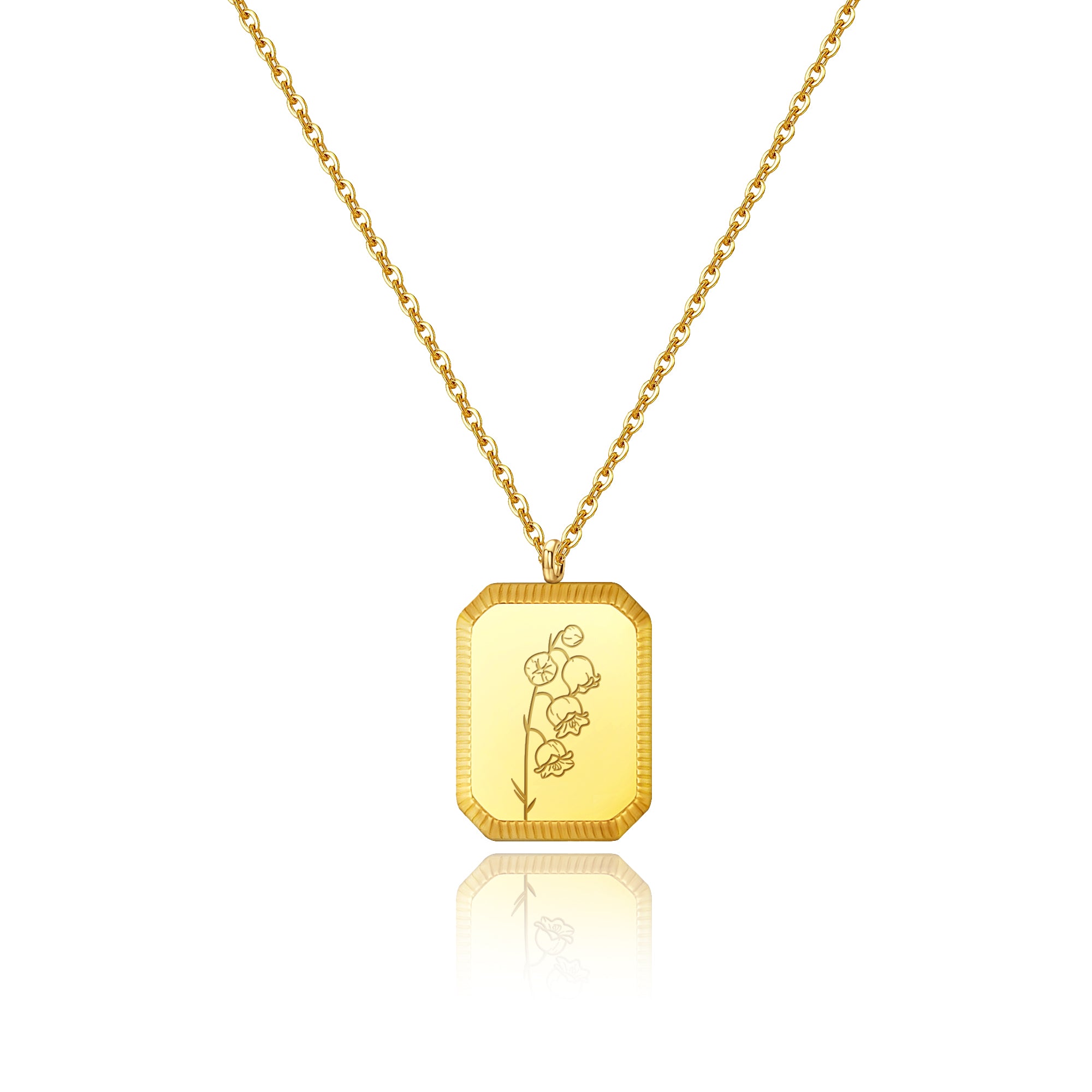 18K Gold Plated Birth Month Flower Necklace