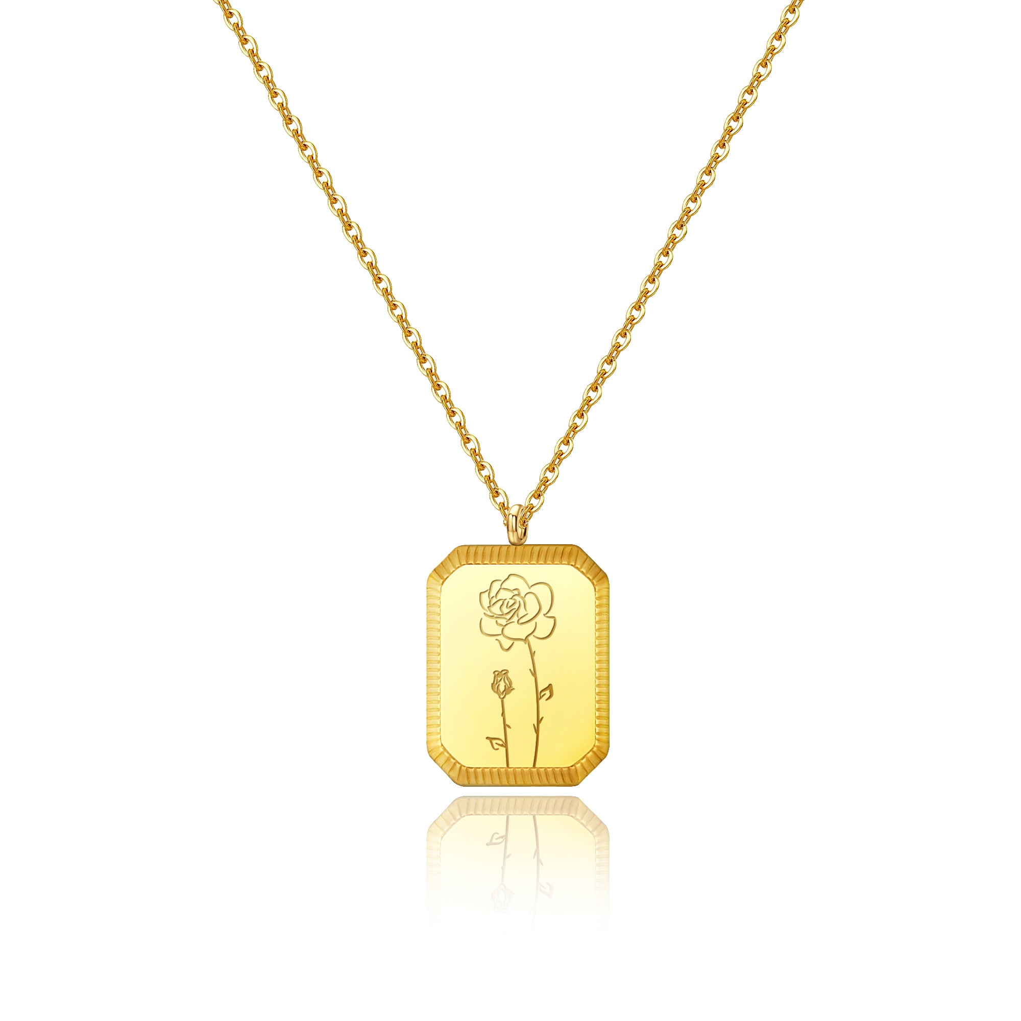 18K Gold Plated Birth Month Flower Necklace