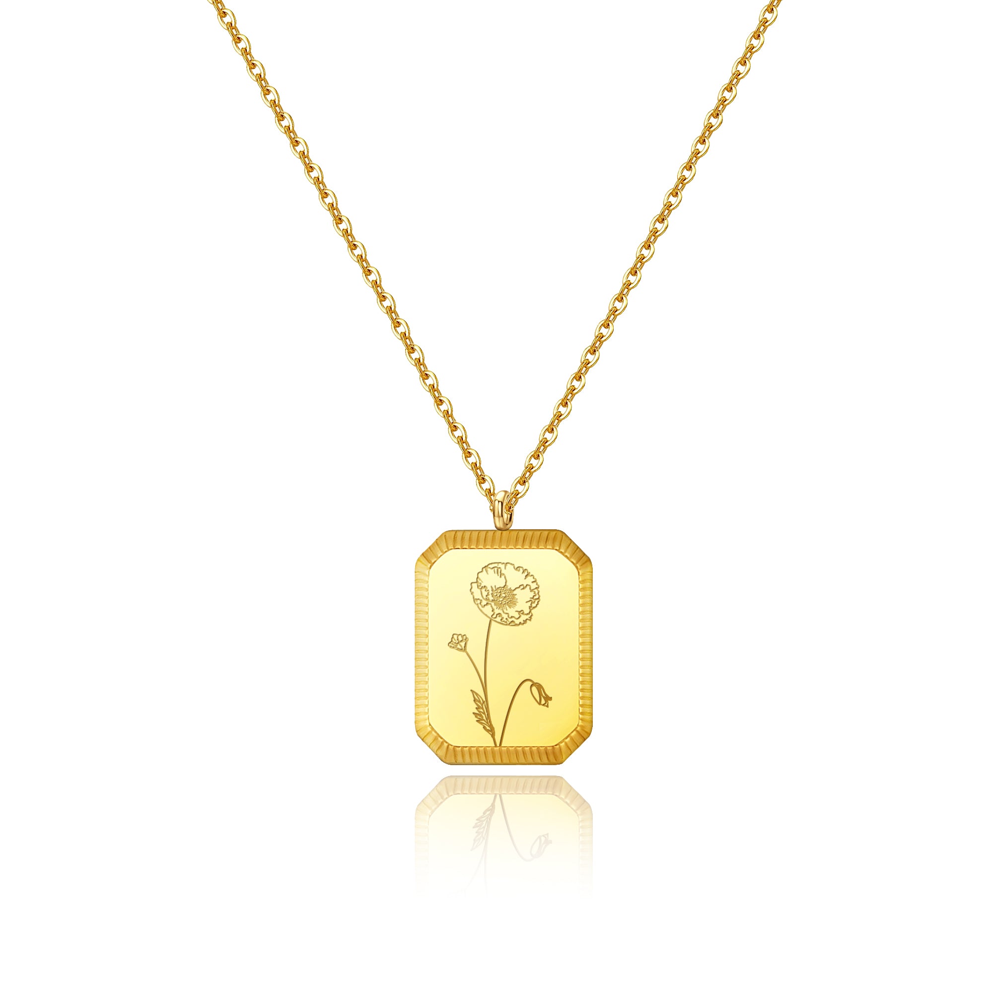 18K Gold Plated Birth Month Flower Necklace