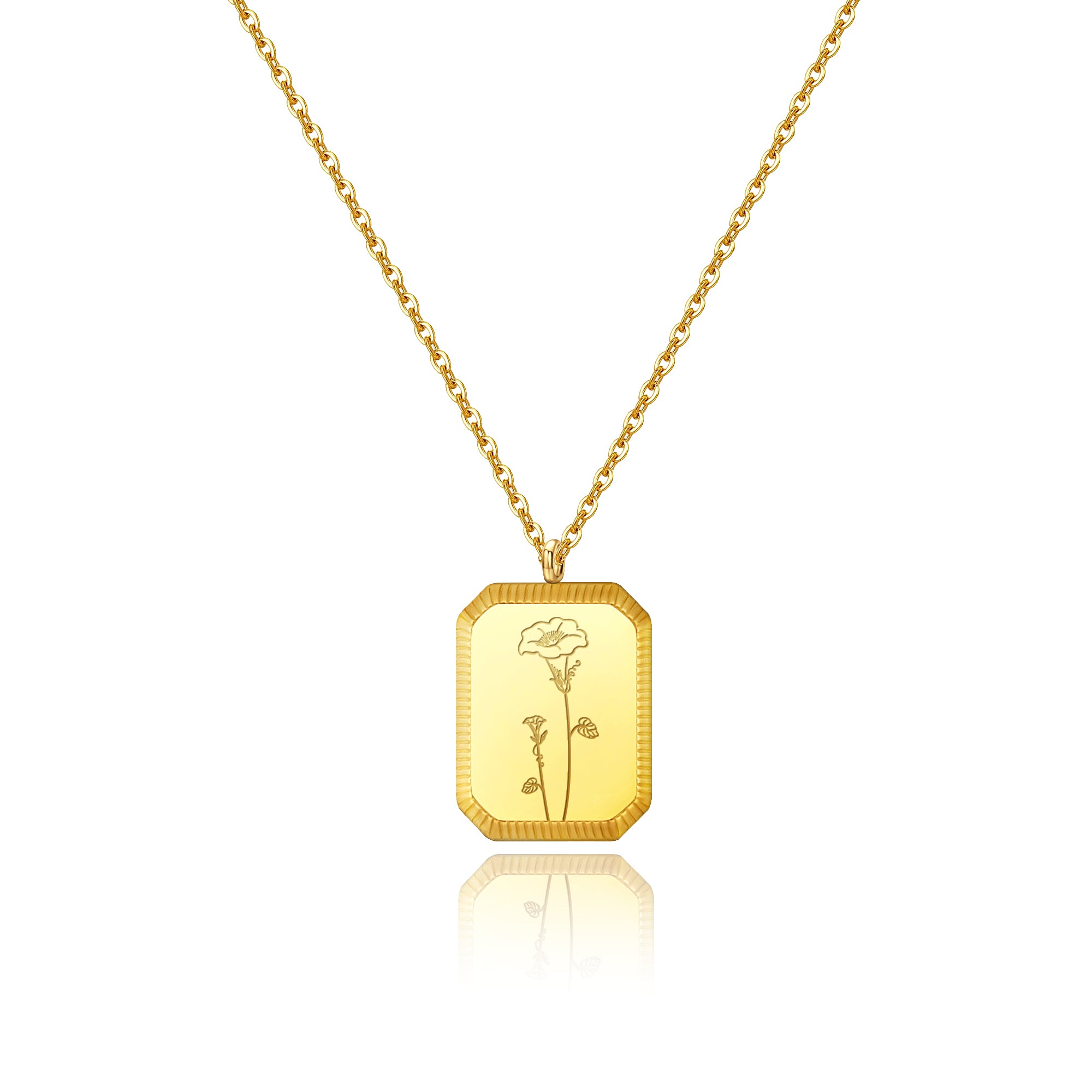 18K Gold Plated Birth Month Flower Necklace