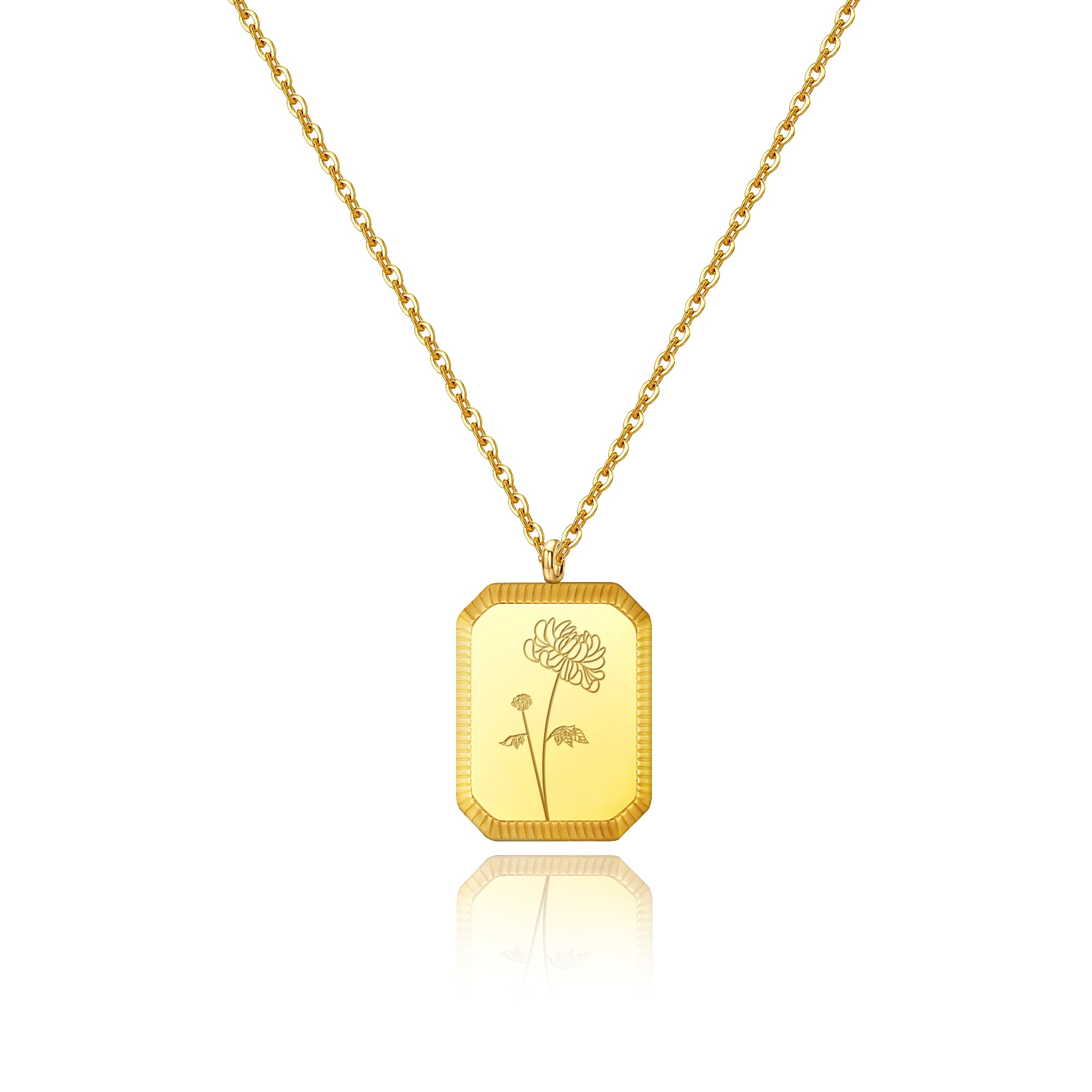 18K Gold Plated Birth Month Flower Necklace