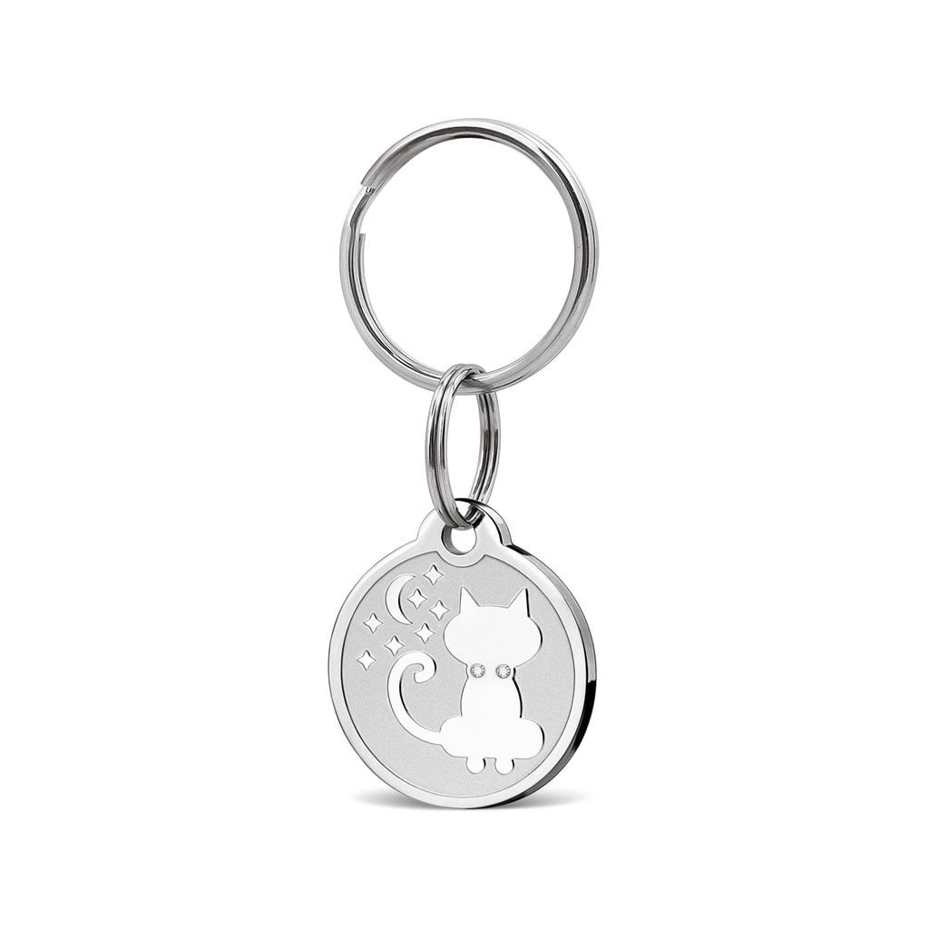 Frosted Kitty Round Pet ID Dog Tag