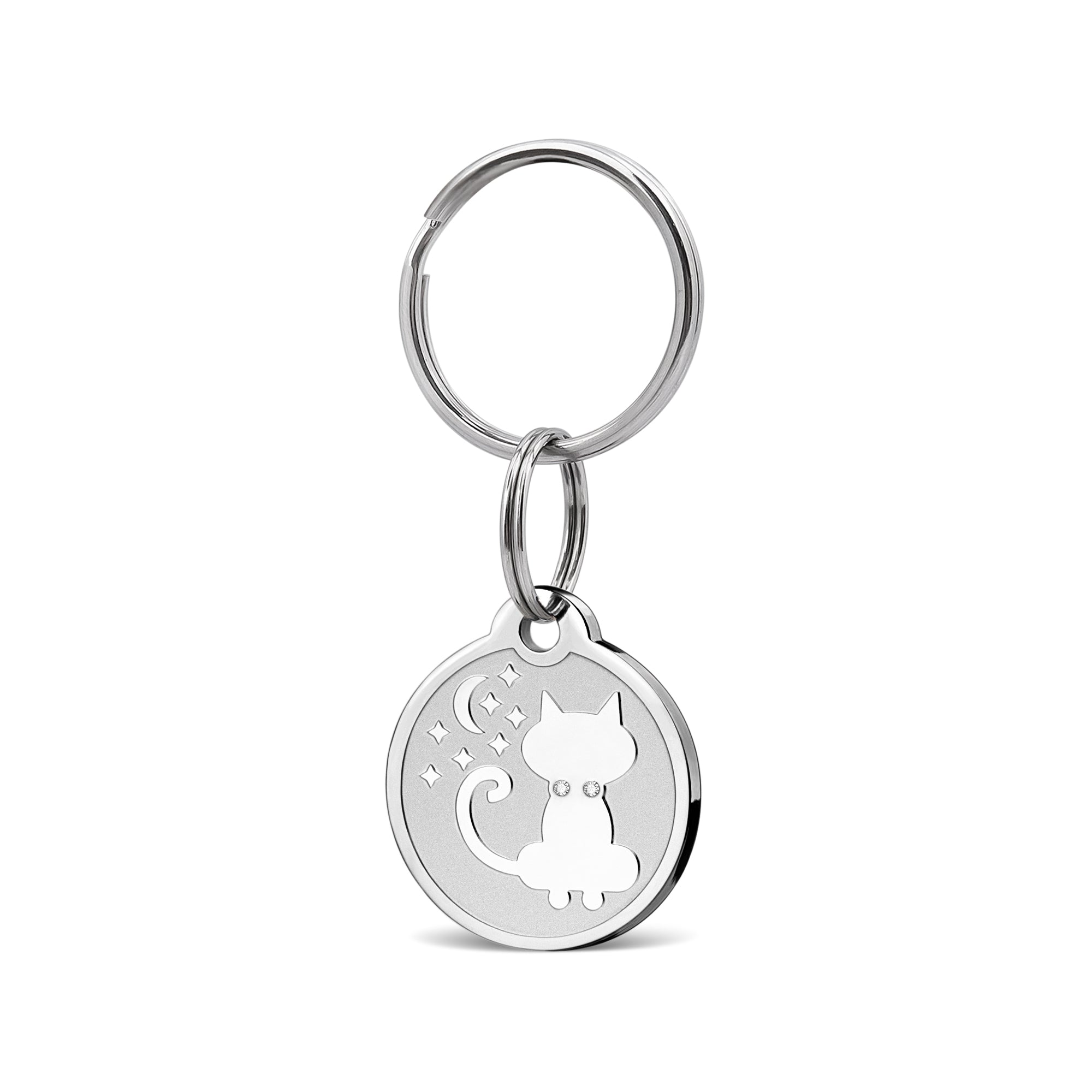 Frosted Kitty Round Pet ID Dog Tag