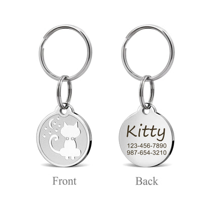 Custom Frosted Cat Design Pattern Round Cat Pet Tag