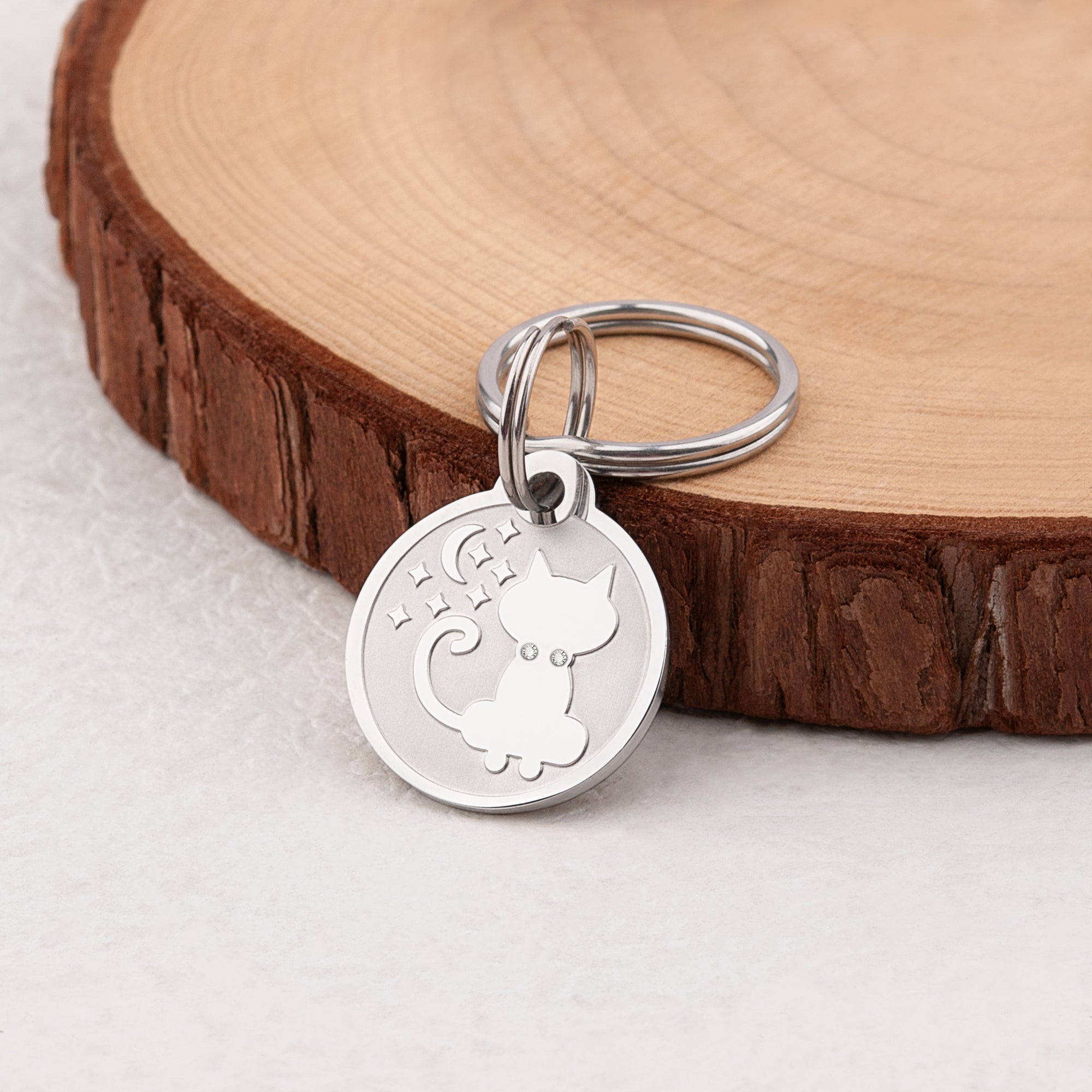 Frosted Kitty Round Pet ID Dog Tag