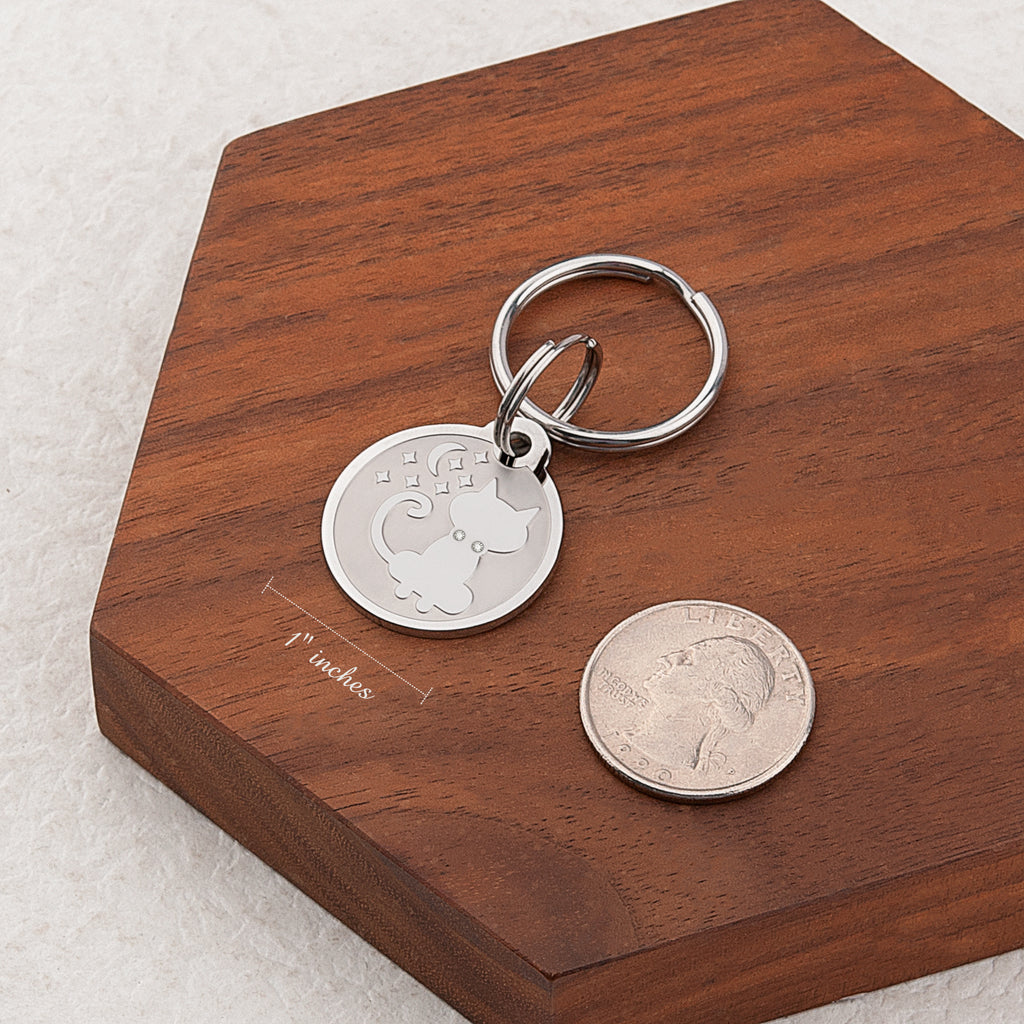 Frosted Kitty Round Pet ID Dog Tag