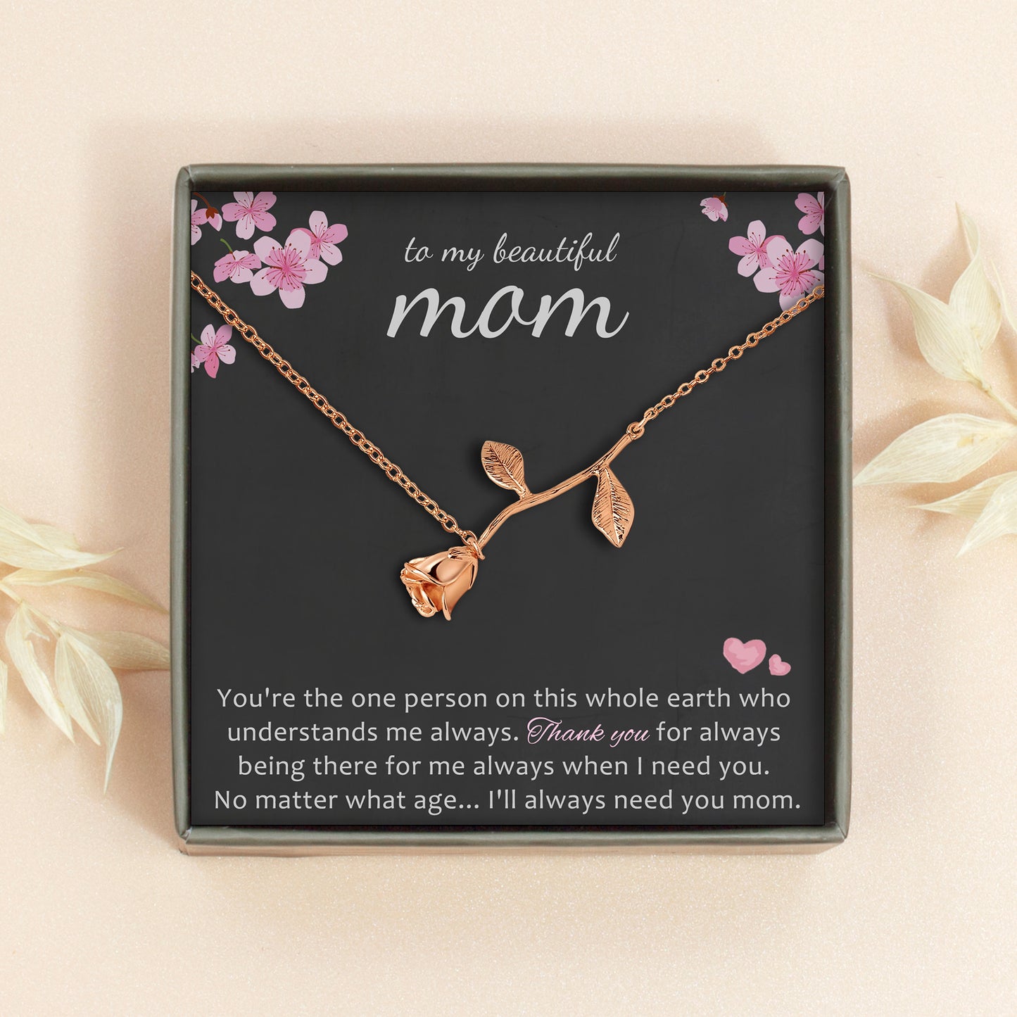 To My Beautiful Mom Rose Bracelet Jewelry and Card Set