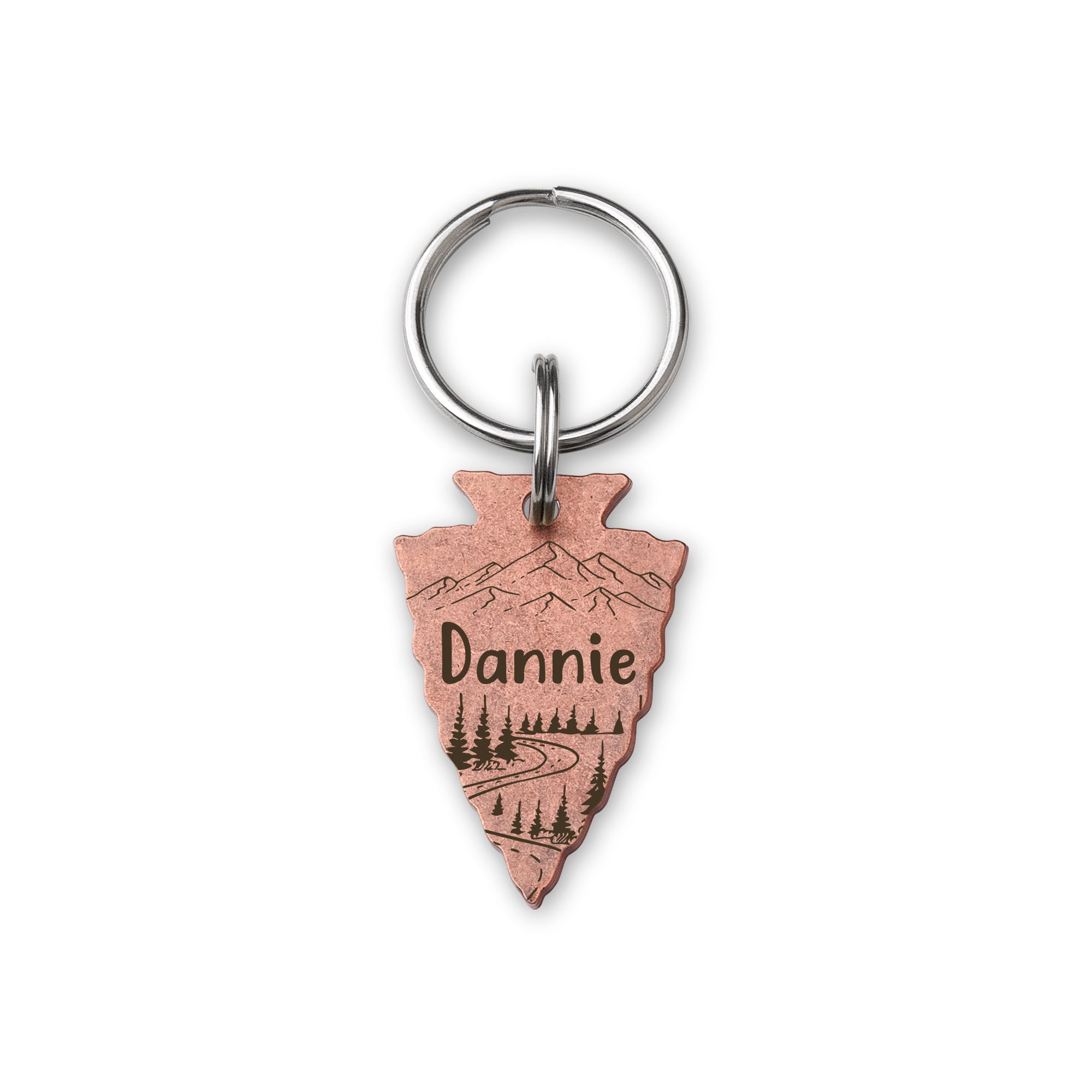 Personalized Arrowhead Shaped Mountain Road Themed Pet ID Dog Tag