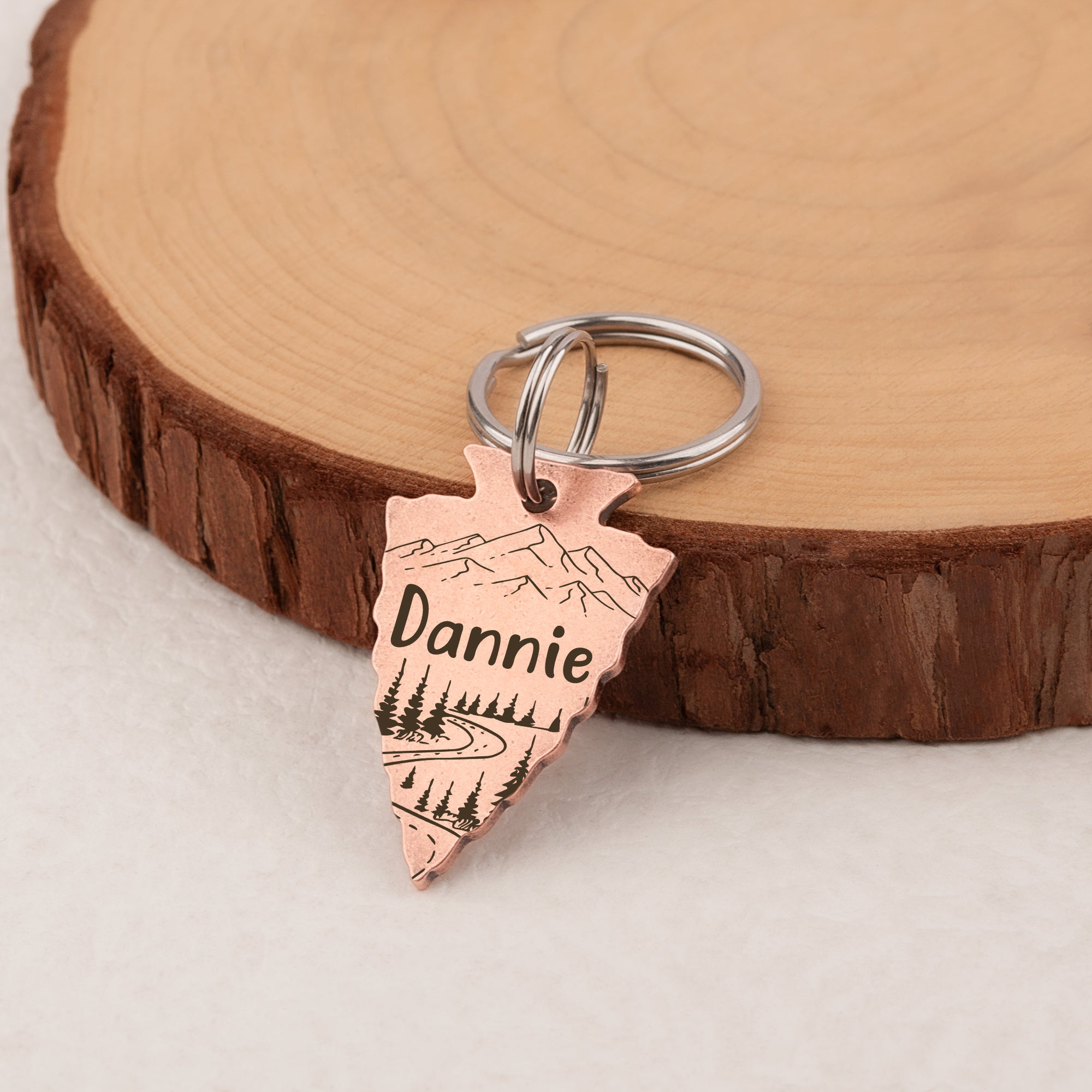 Personalized Arrowhead Shaped Mountain Road Themed Pet ID Dog Tag