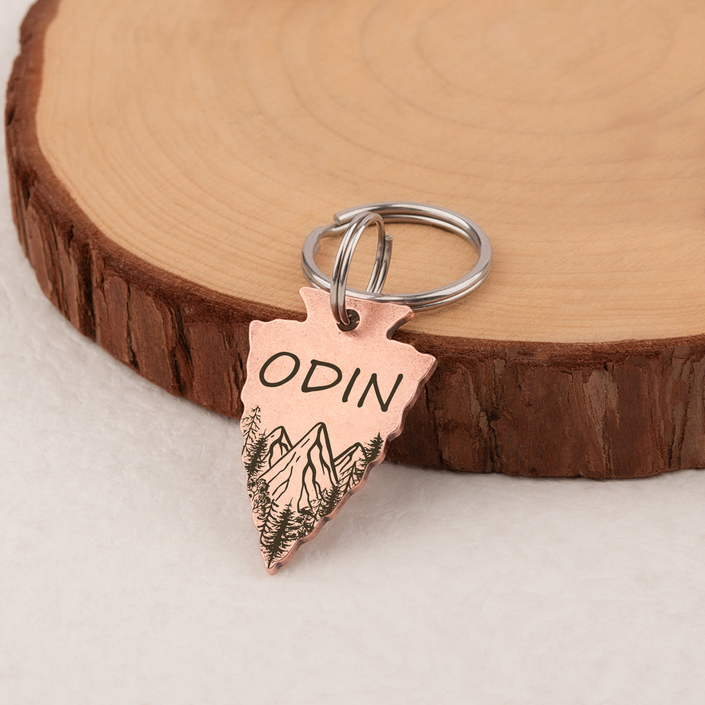 Personalized Arrowhead Shaped Mountain Peak Themed Pet ID Dog Tag