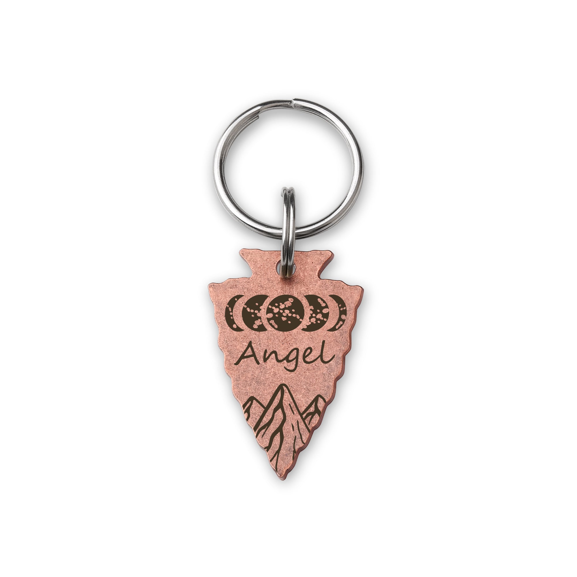Personalized Arrowhead Shaped Moon Phase Themed Pet ID Dog Tag