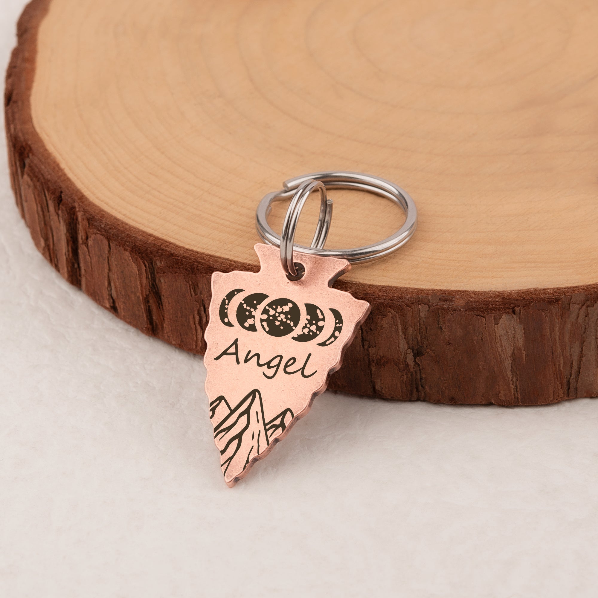 Personalized Arrowhead Shaped Moon Phase Themed Pet ID Dog Tag