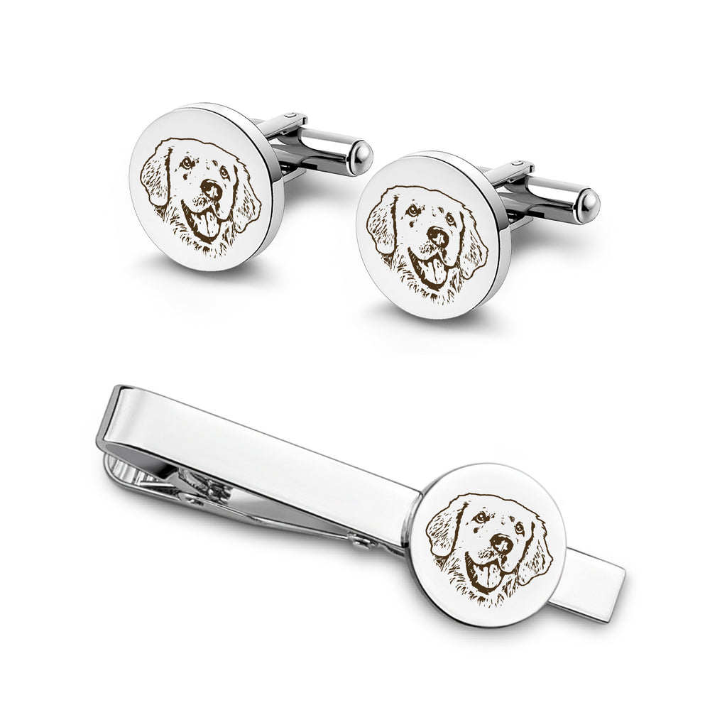 Pet Portrait Cuff Link and Tie Clip