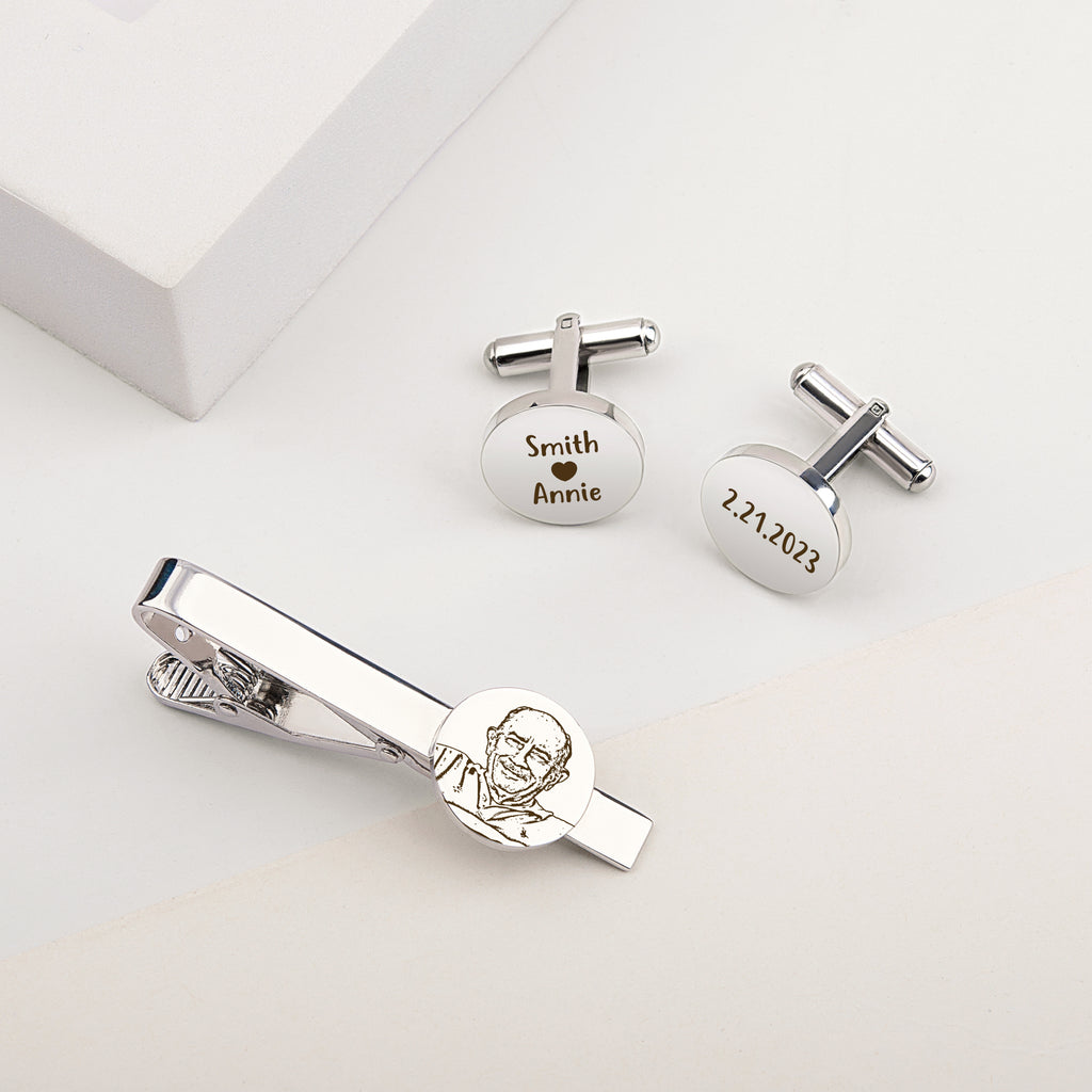 Pet Portrait Cuff Link and Tie Clip