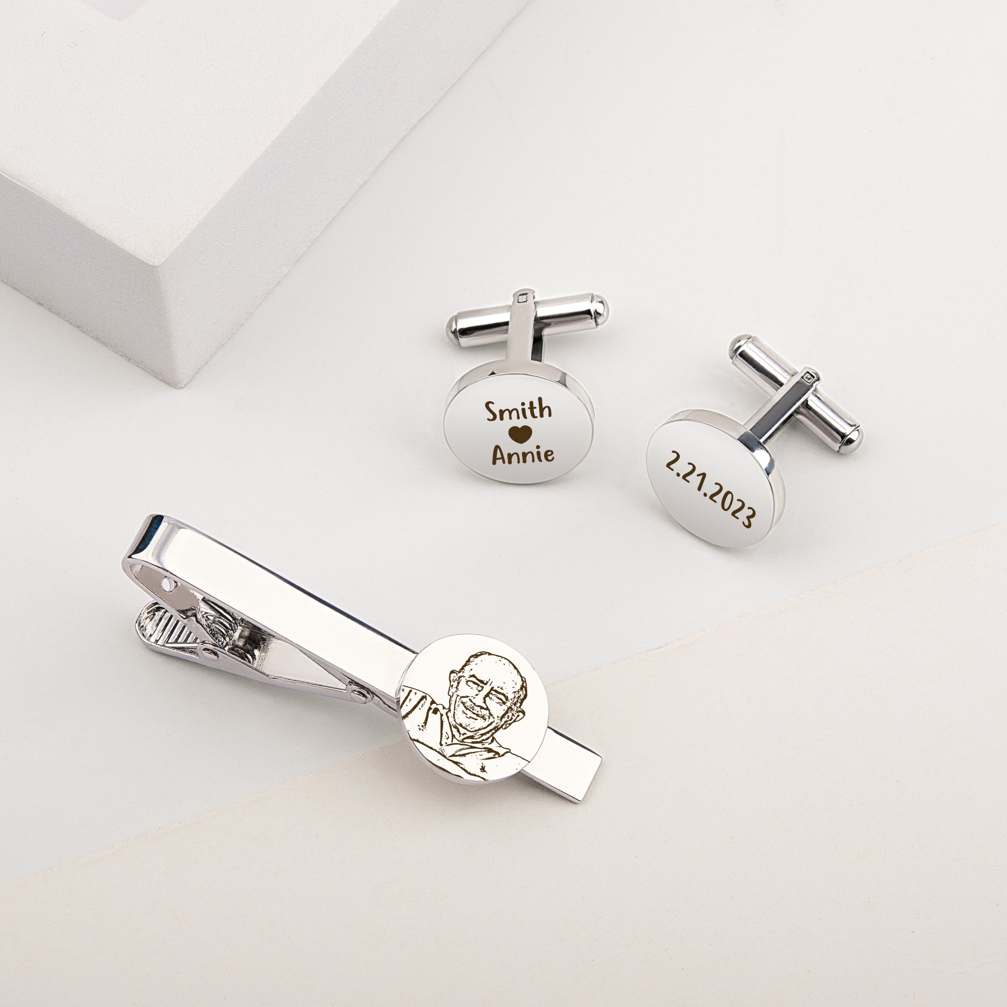 Pet Portrait Cuff Link and Tie Clip