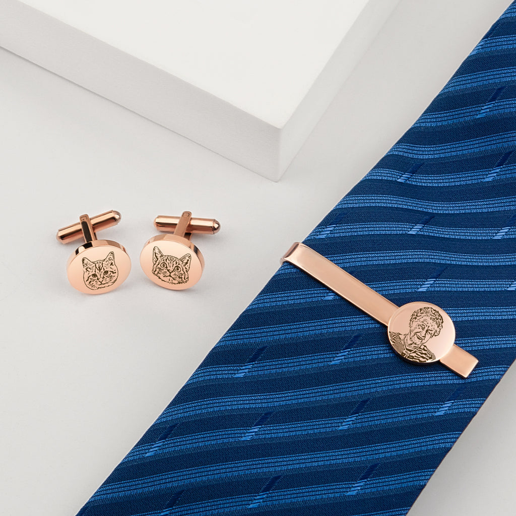 Pet Portrait Cuff Link and Tie Clip