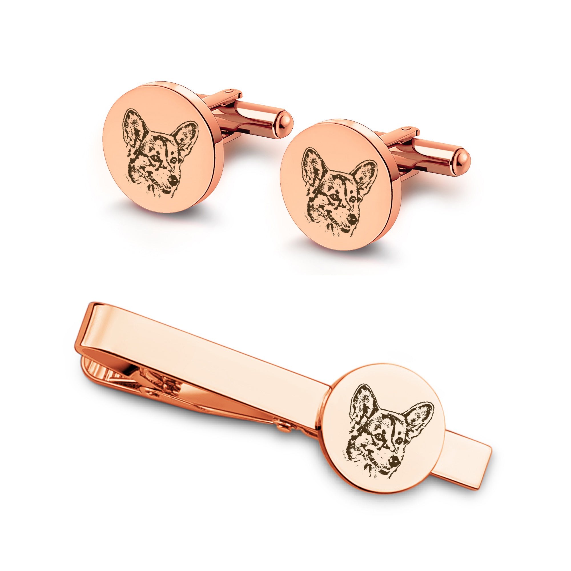 Pet Portrait Cuff Link and Tie Clip