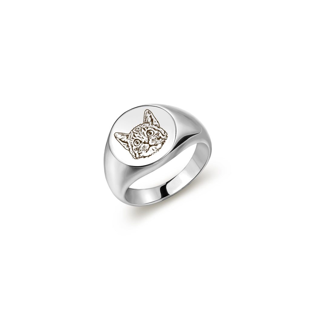 Pet Portrait Engraved Signet Ring
