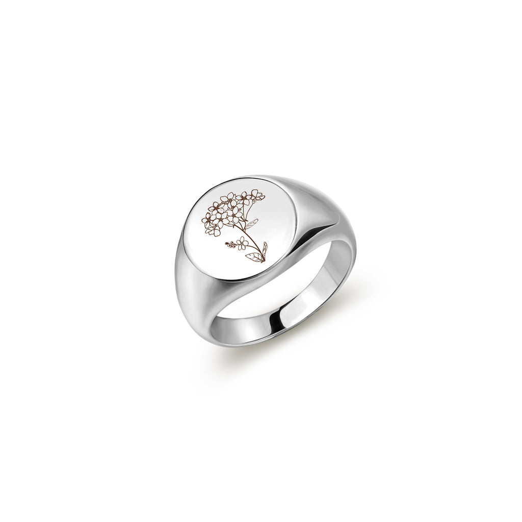 Birth Flower Signet Ring