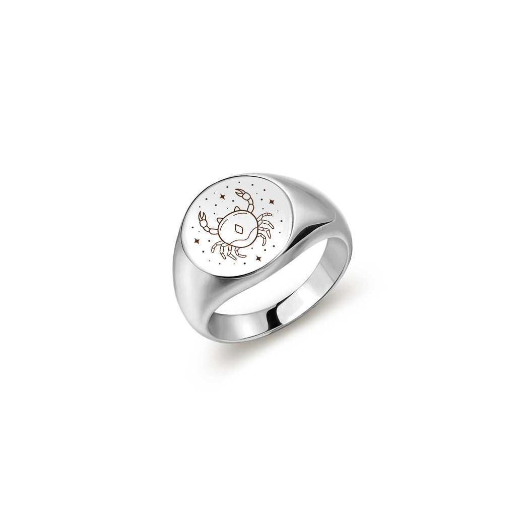 Custom Initial and Constellation Engraved Signet Ring
