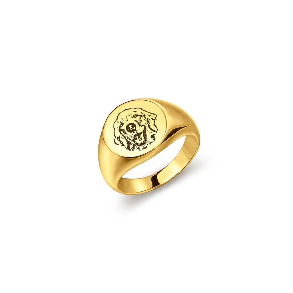 Pet Portrait Engraved Signet Ring