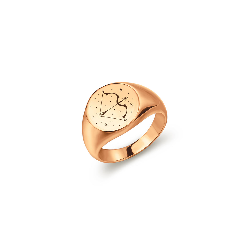 Custom Initial and Constellation Engraved Signet Ring
