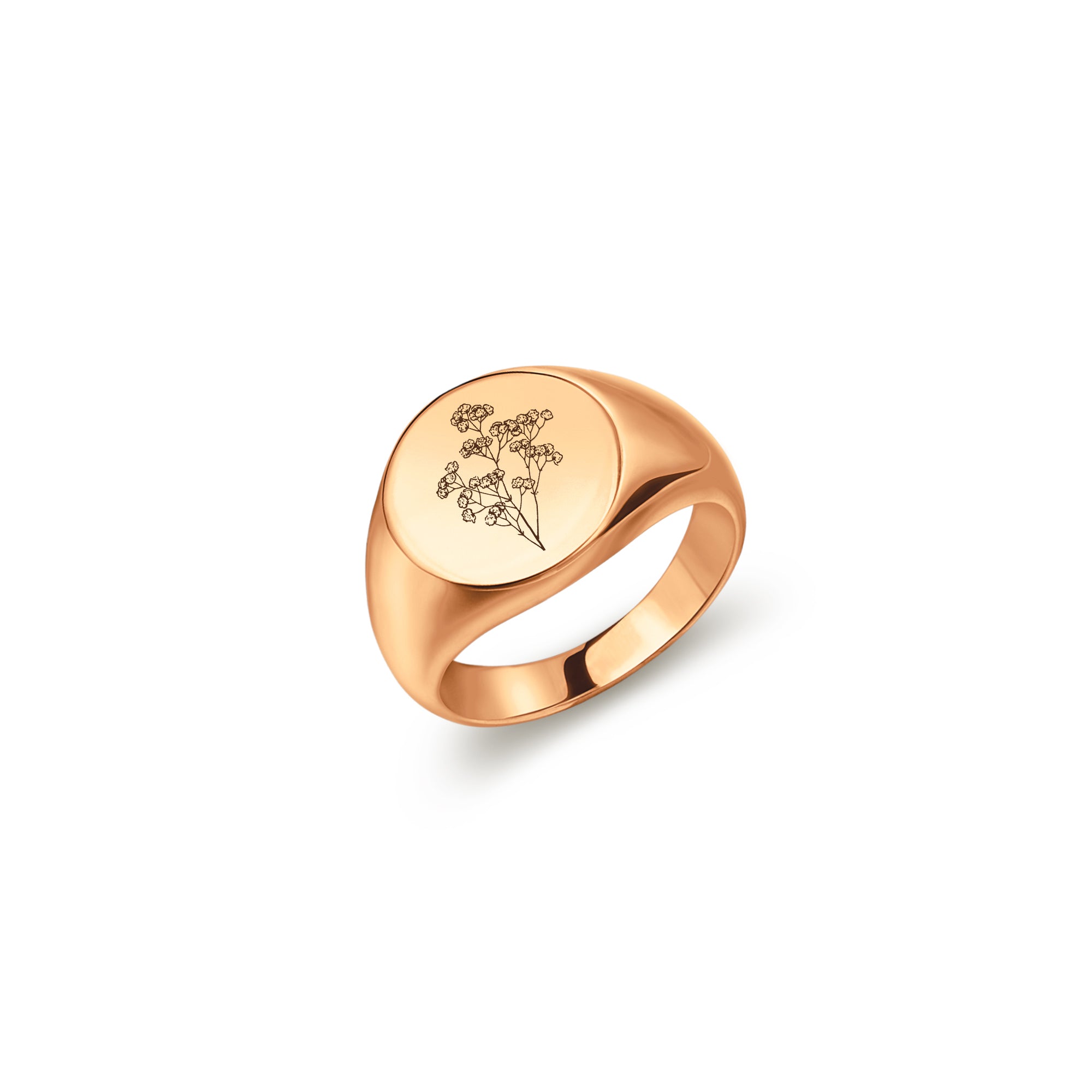 Birth Flower Signet Ring