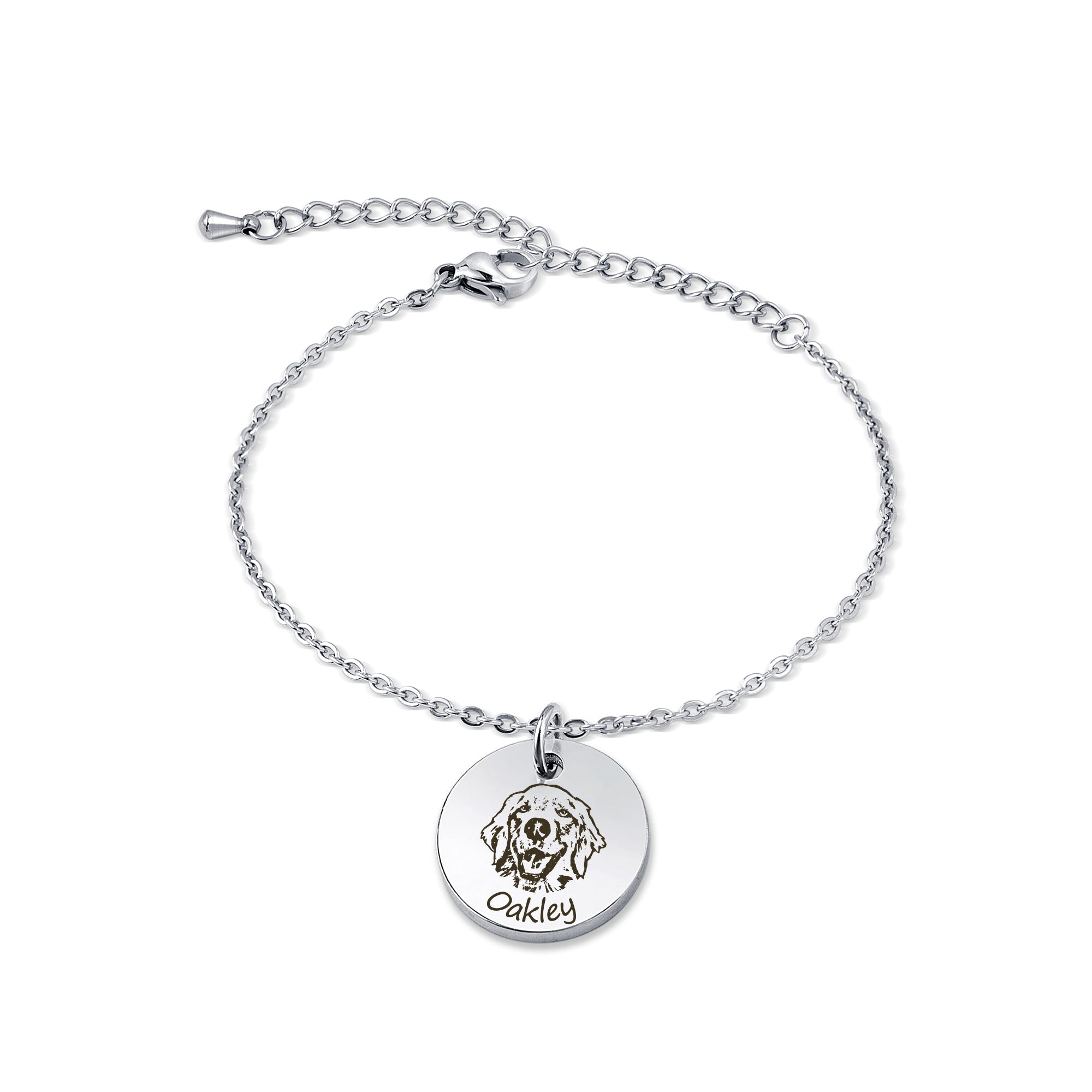 Personalized Pet Portrait Stainless Steel Charm Bracelet