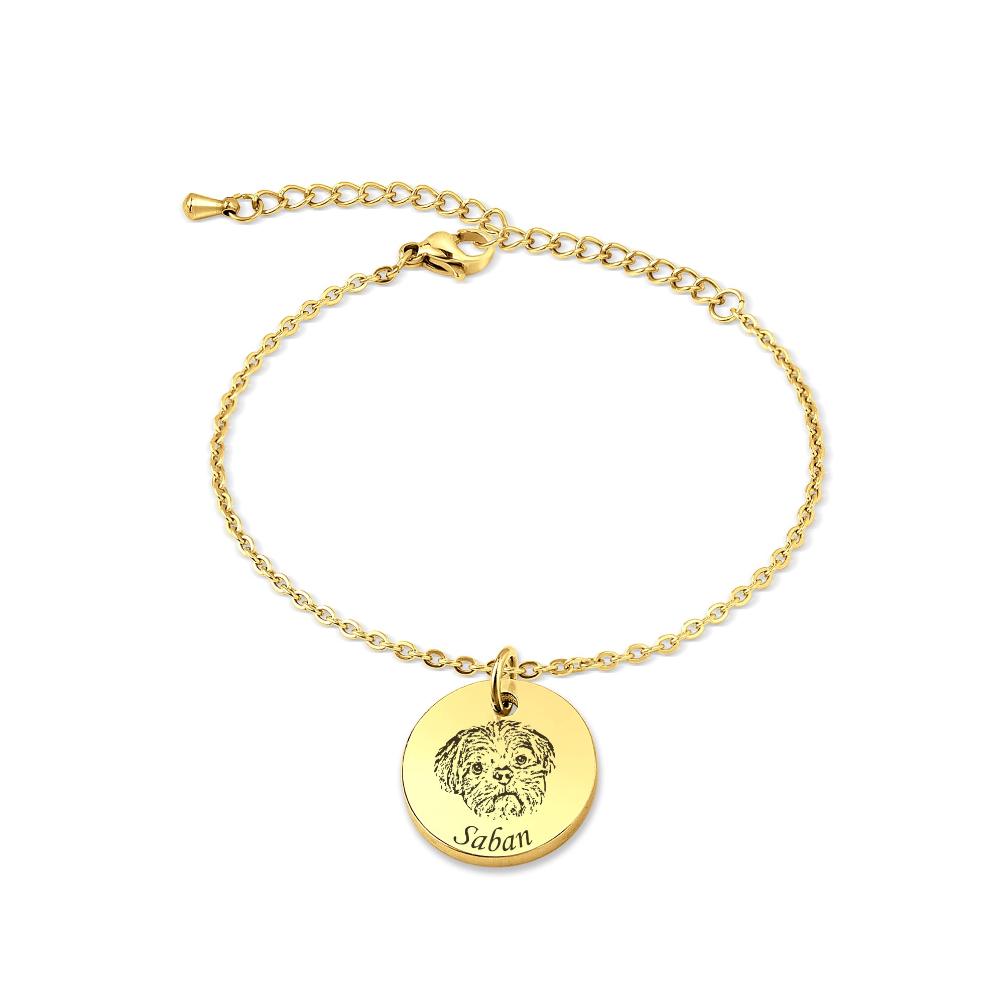 Personalized Pet Portrait Stainless Steel Charm Bracelet