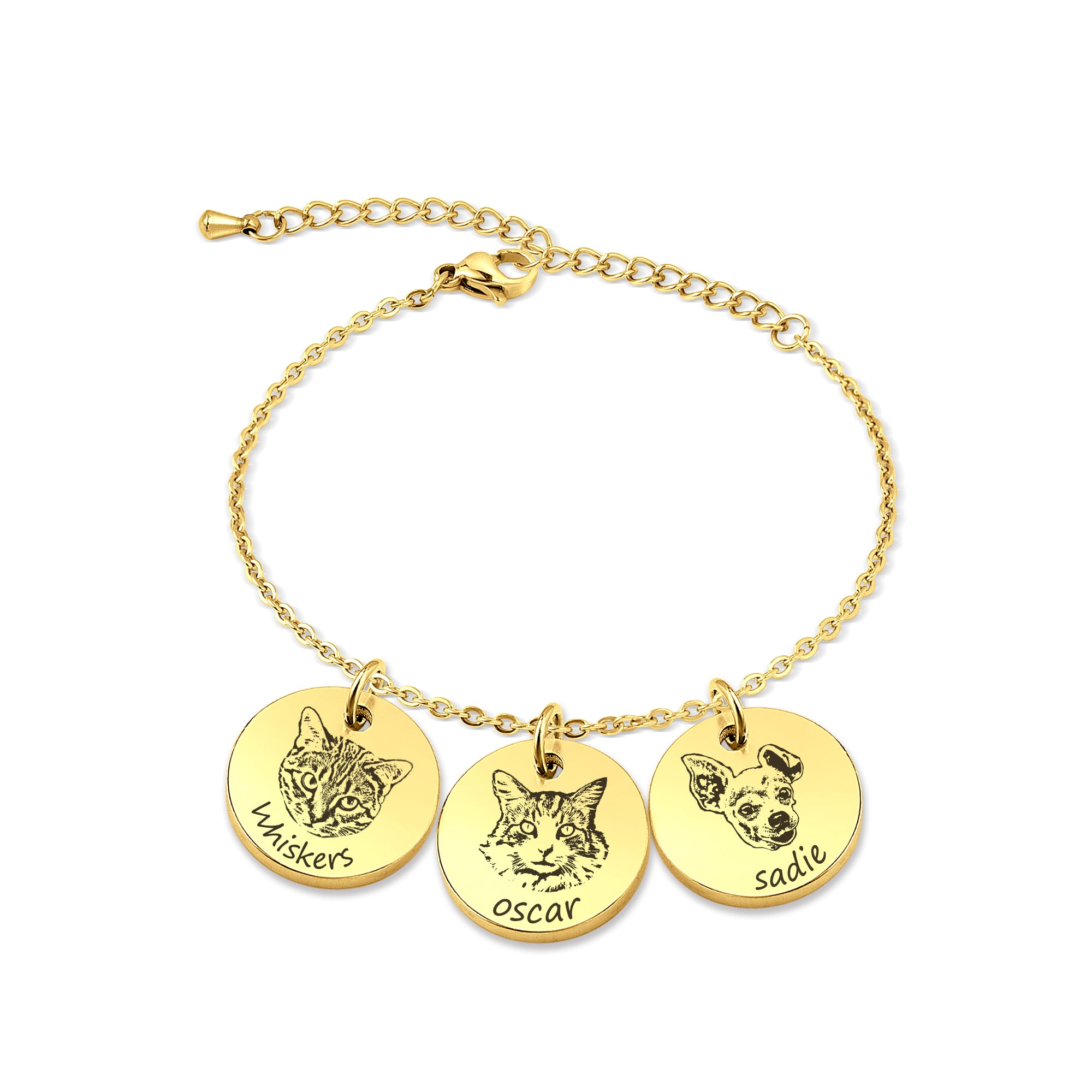 Personalized Pet Portrait Stainless Steel Charm Bracelet
