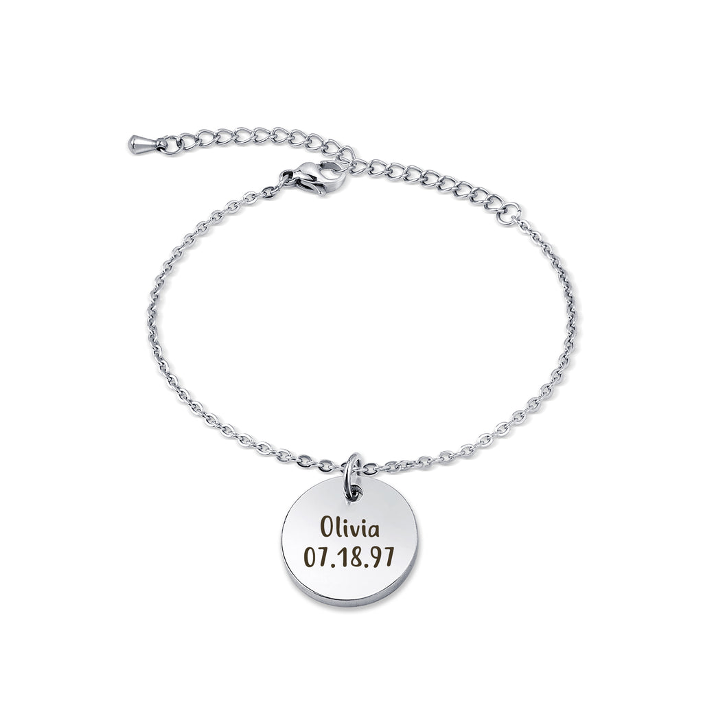 Personalized Round Charm Chain Bracelet