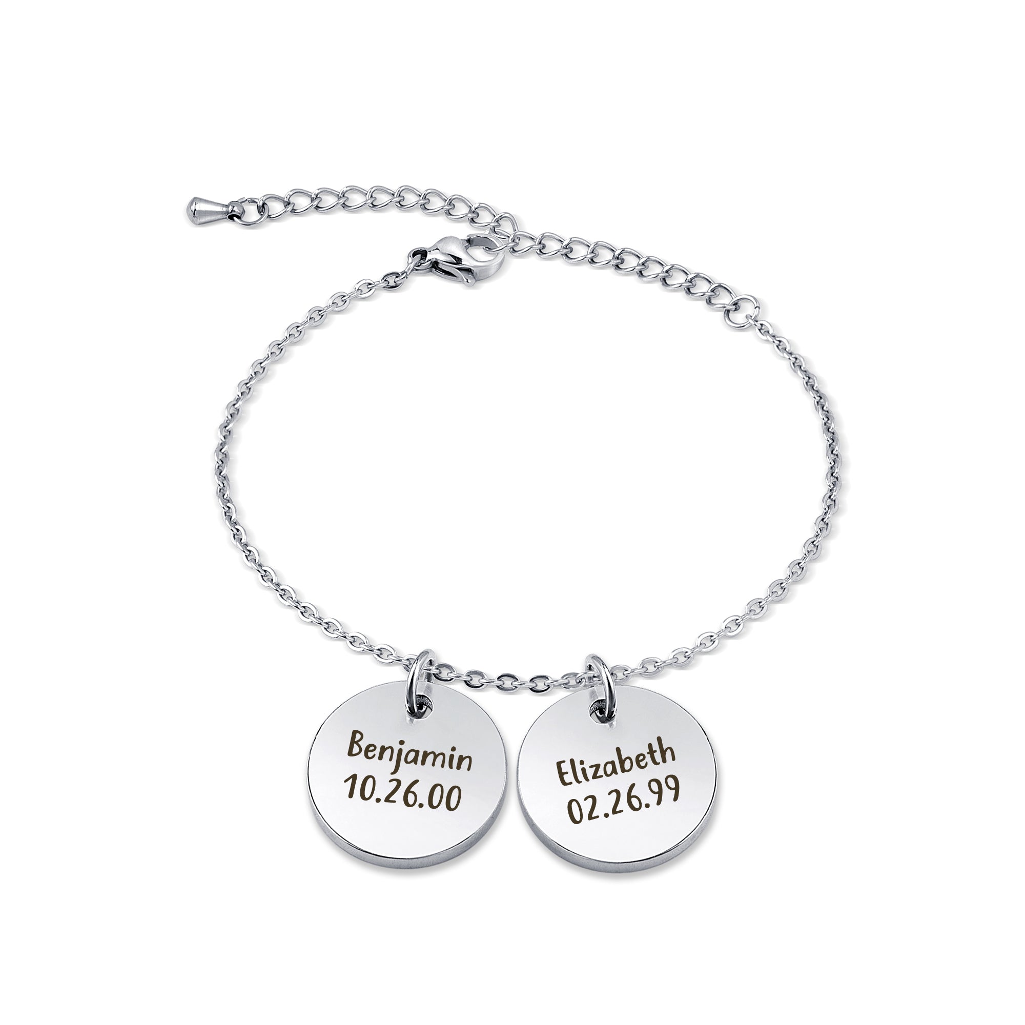 Personalized Round Charm Chain Bracelet